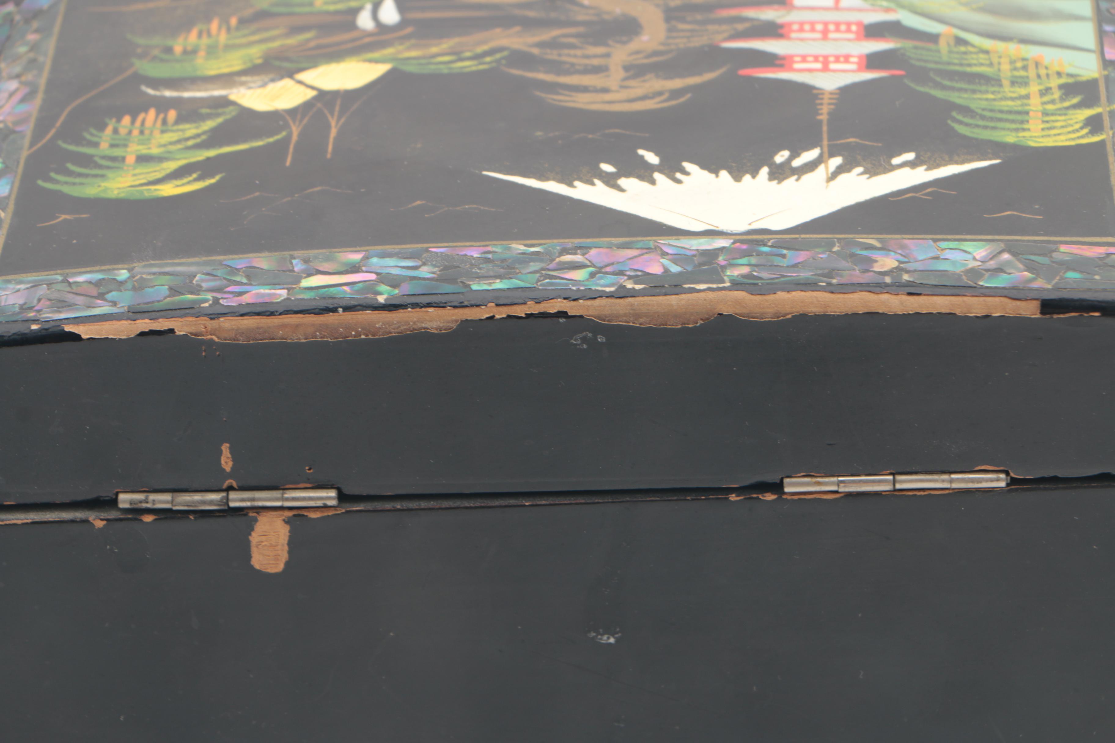 Japanese Musical Jewelry Chest with Abalone Inlay