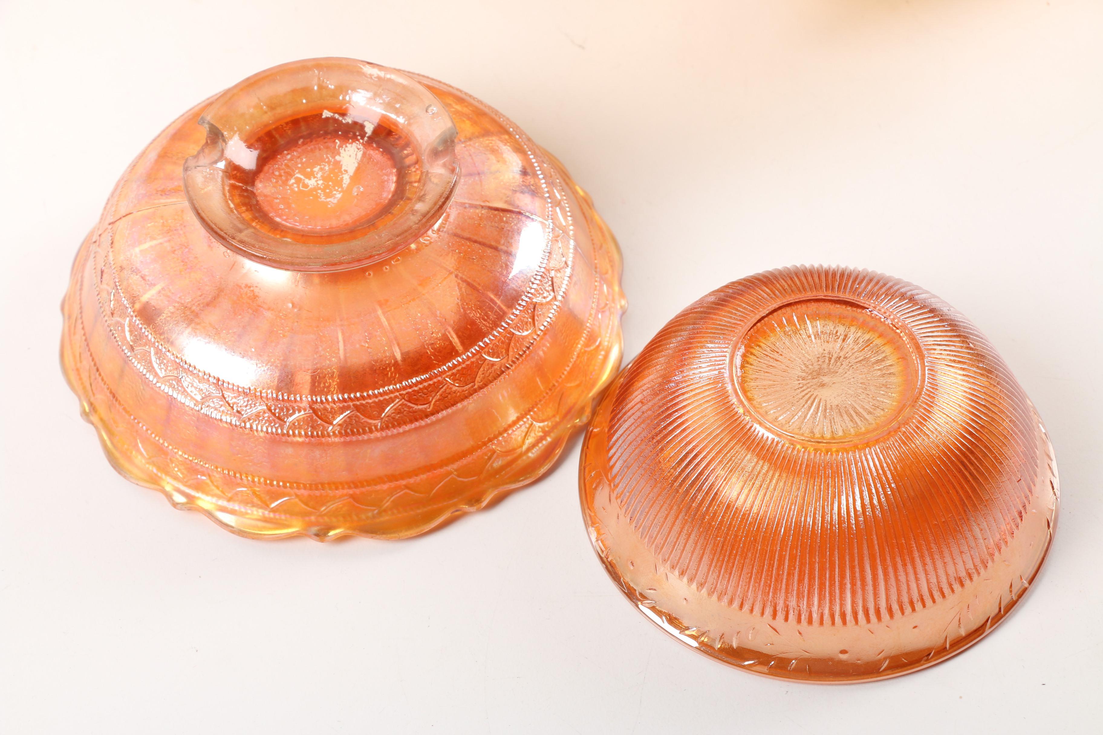 Marigold Carnival Glass Including Fenton "Apple Tree" Pitcher