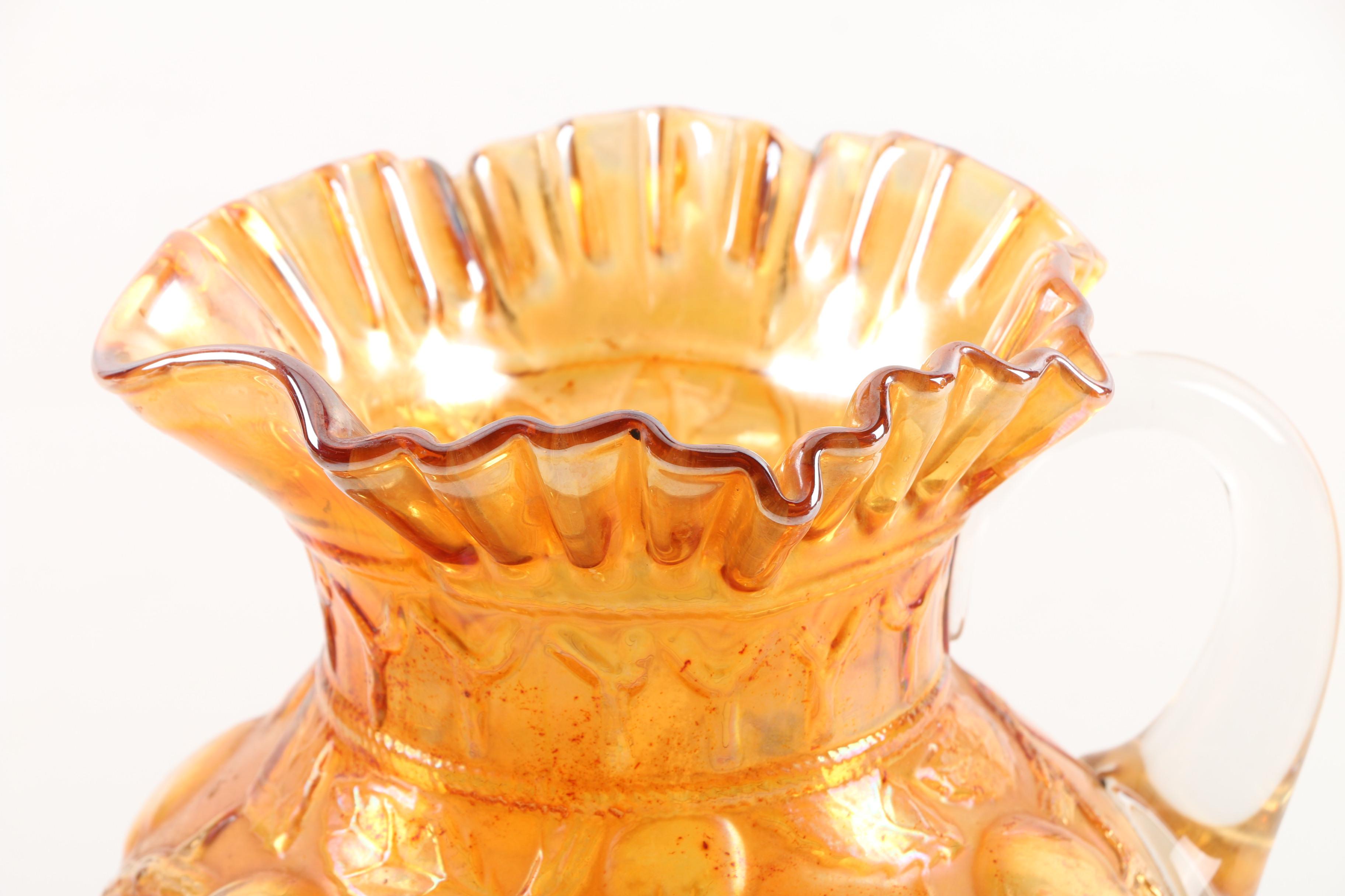 Marigold Carnival Glass Including Fenton "Apple Tree" Pitcher