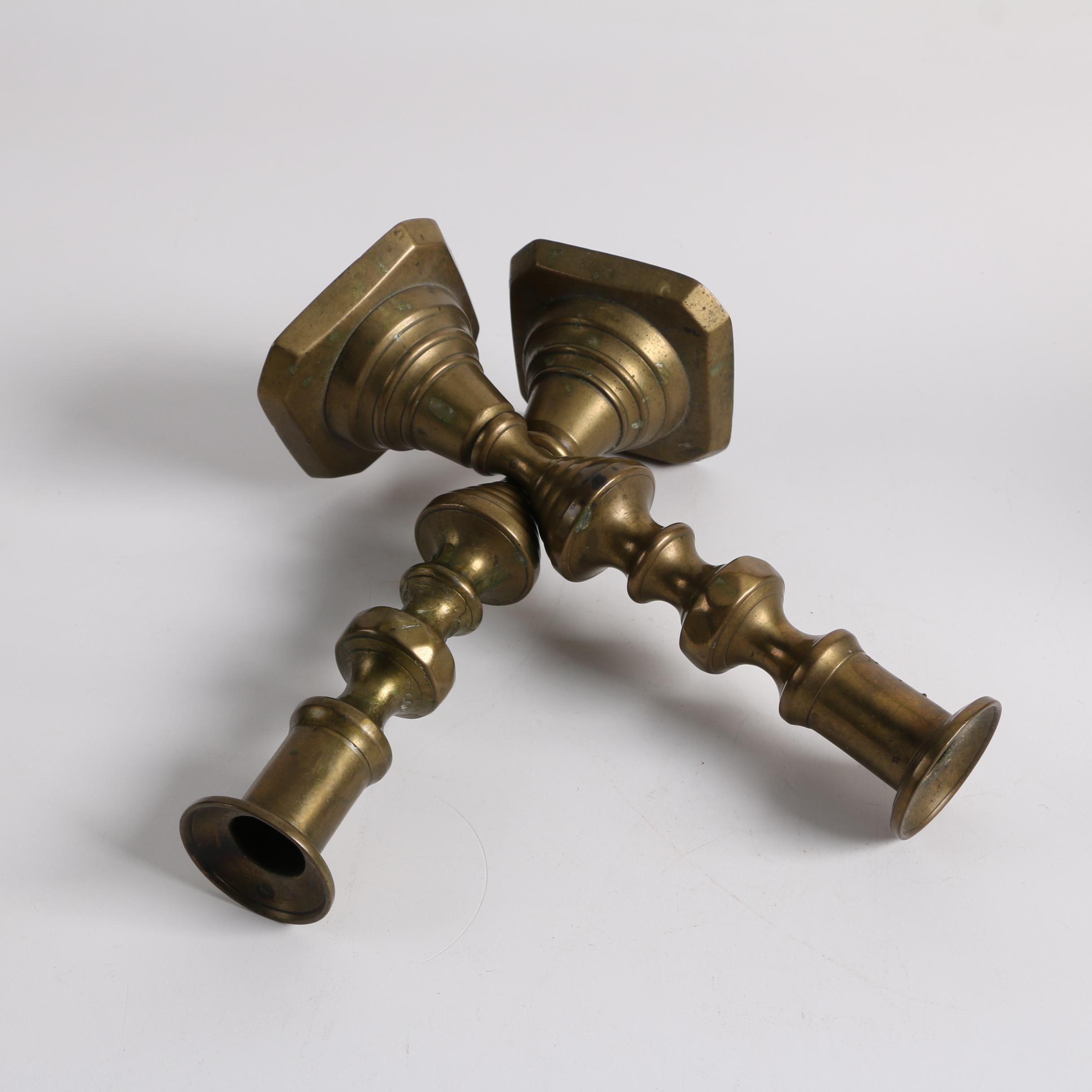 Vintage Brass Candleholders and Pressed Glass Candy Dish