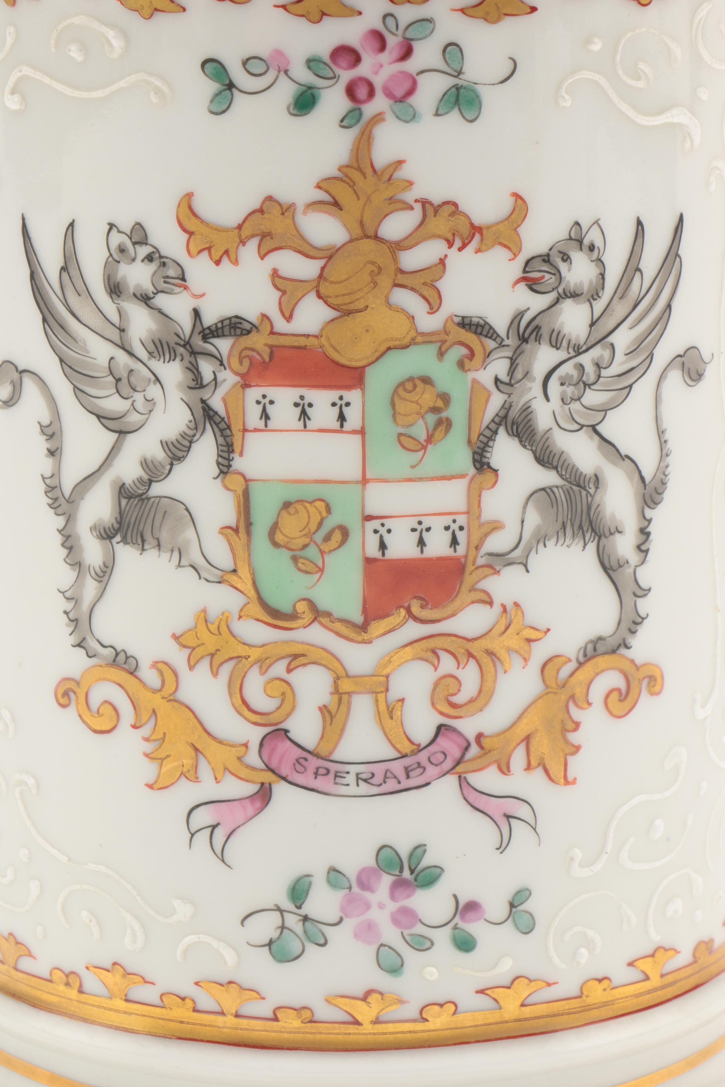 Hand-Painted French Sampson Porcelain Armorial Apothecary Jar