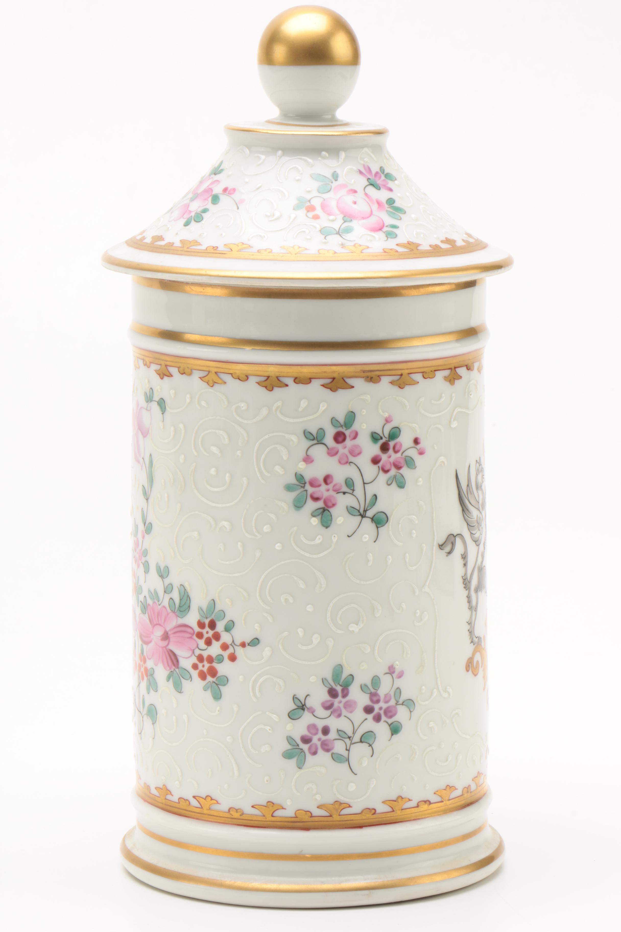 Hand-Painted French Sampson Porcelain Armorial Apothecary Jar