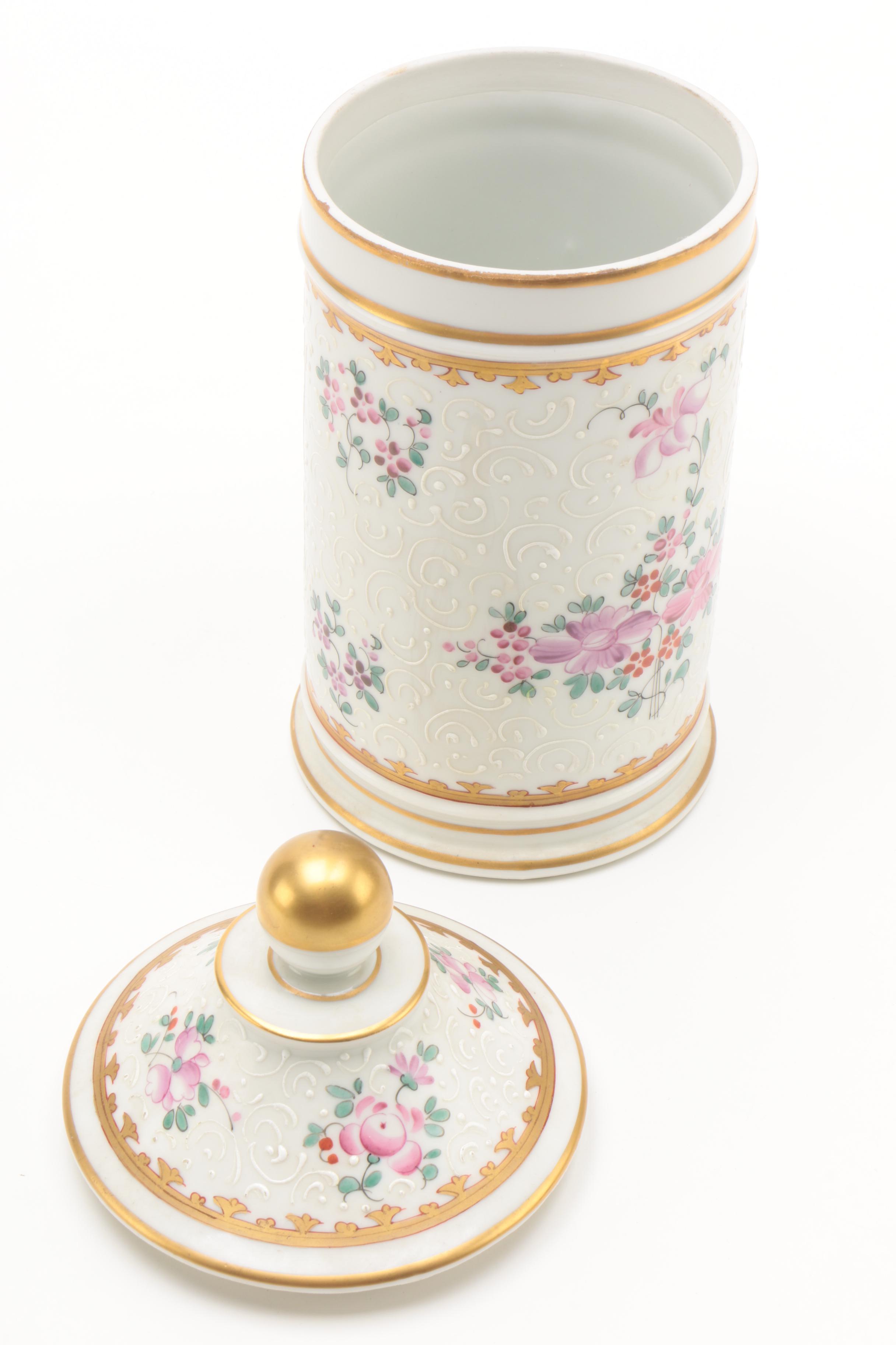 Hand-Painted French Sampson Porcelain Armorial Apothecary Jar