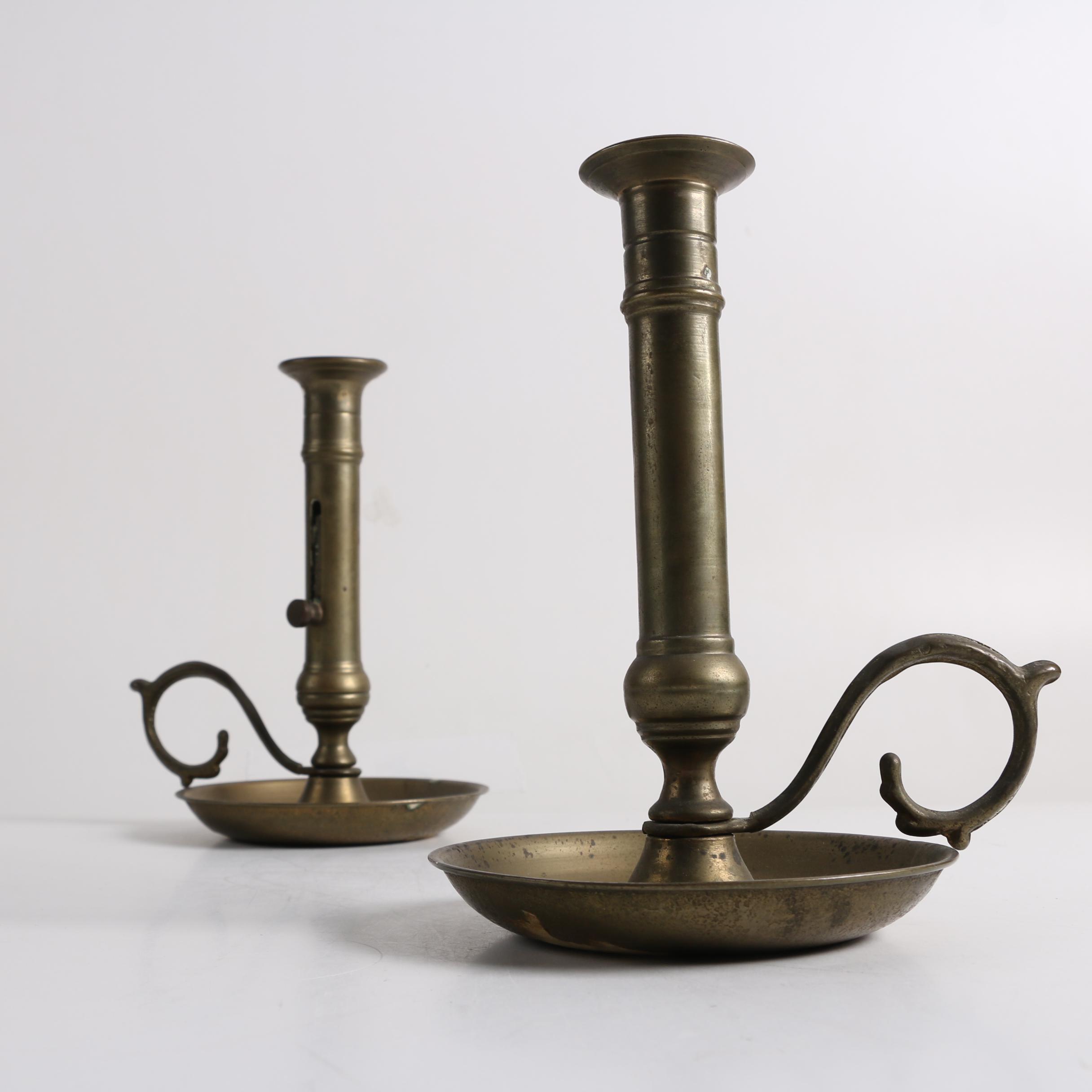 Vintage Brass Candleholders and Pressed Glass Candy Dish