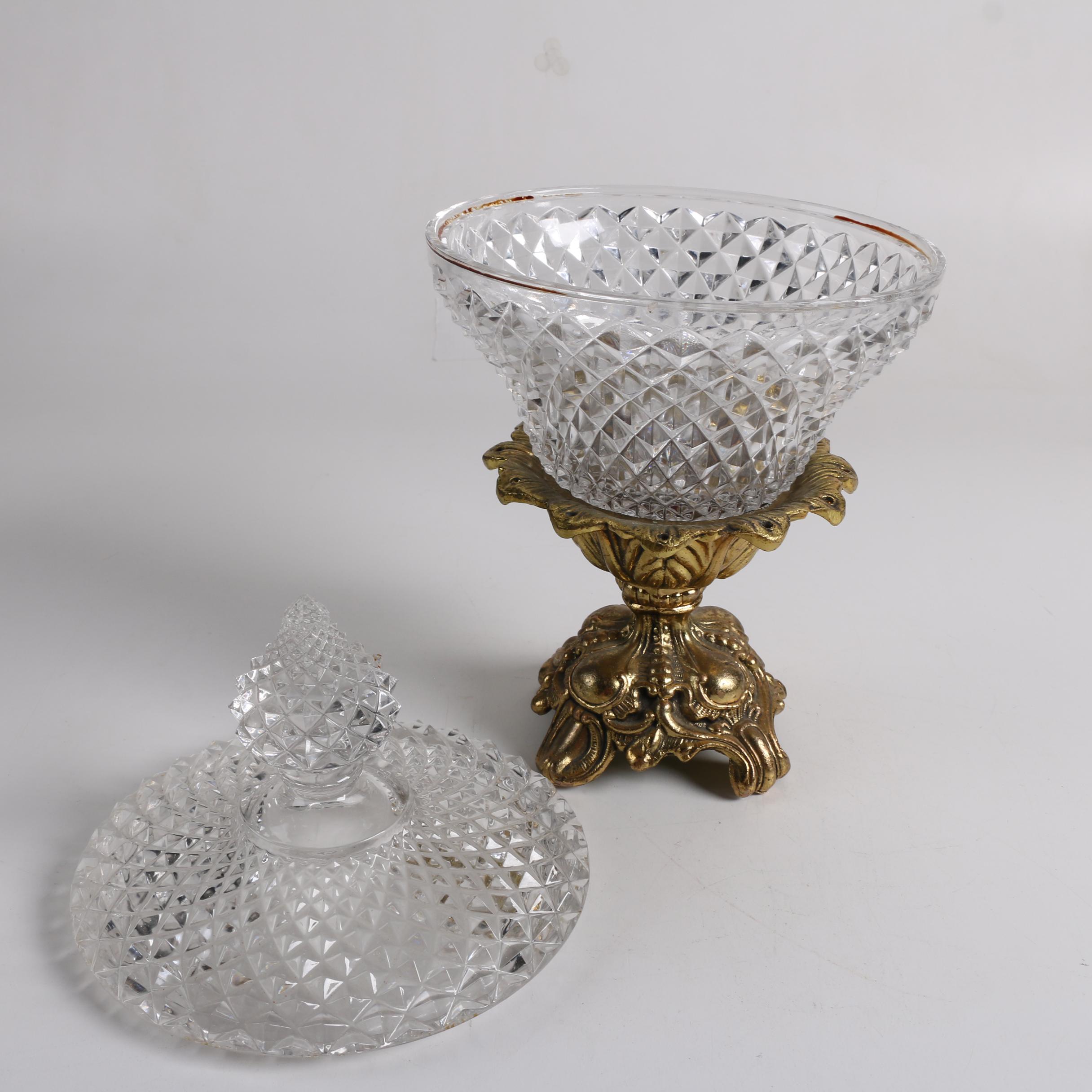 Vintage Brass Candleholders and Pressed Glass Candy Dish
