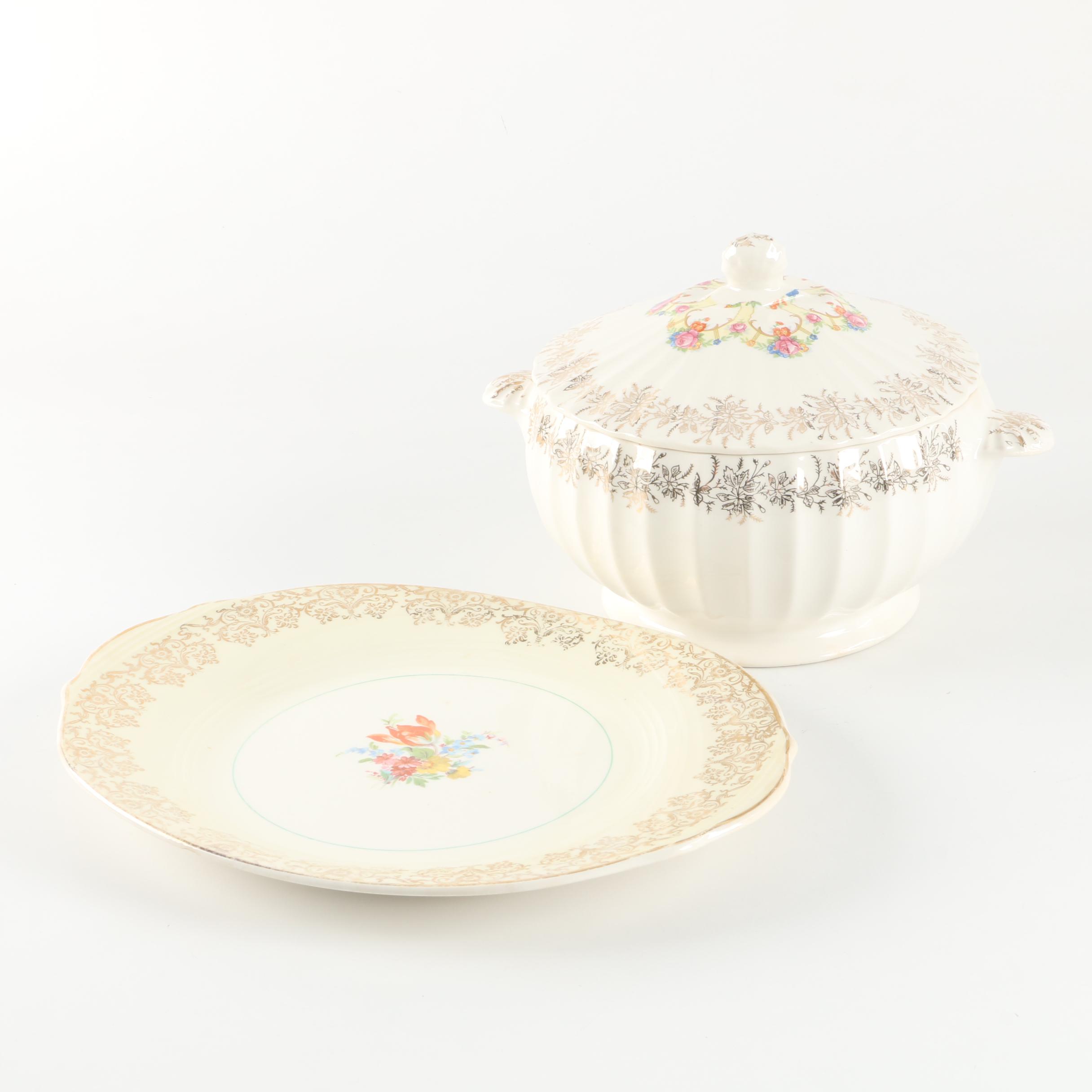 Vintage Franklinware Covered Vegetable Dish with Salem "Sovereign" Platter