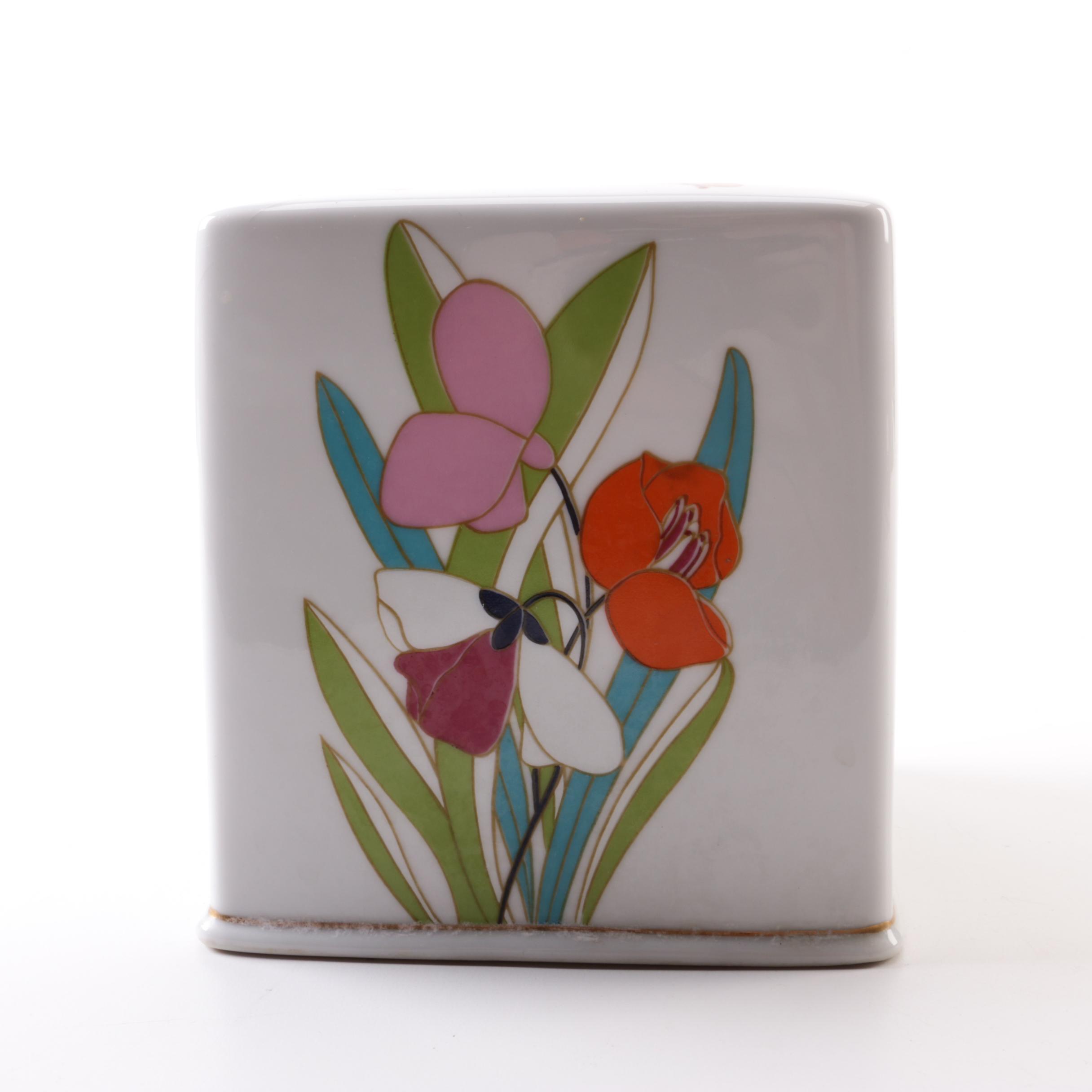 Bright Floral Ceramic Tissue Box Cover