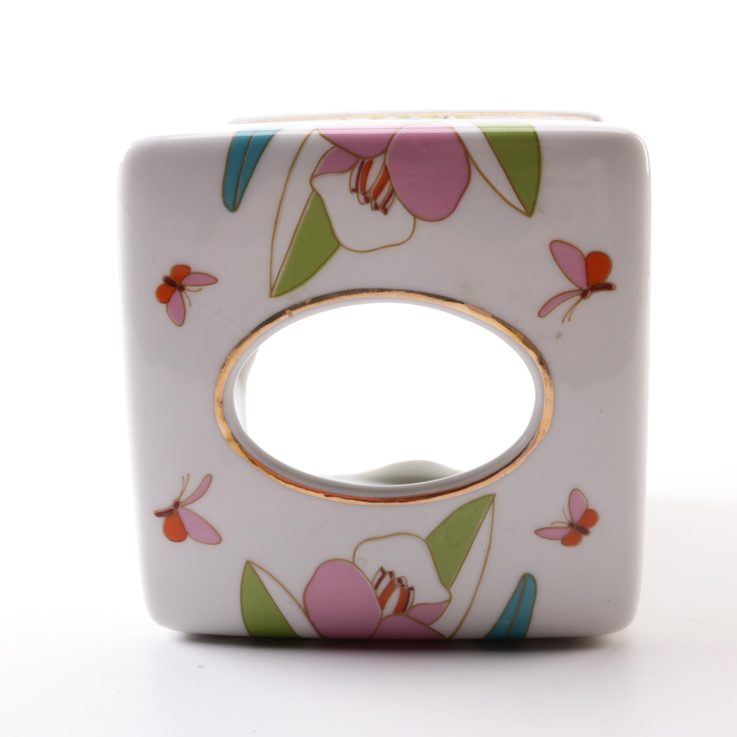 Bright Floral Ceramic Tissue Box Cover
