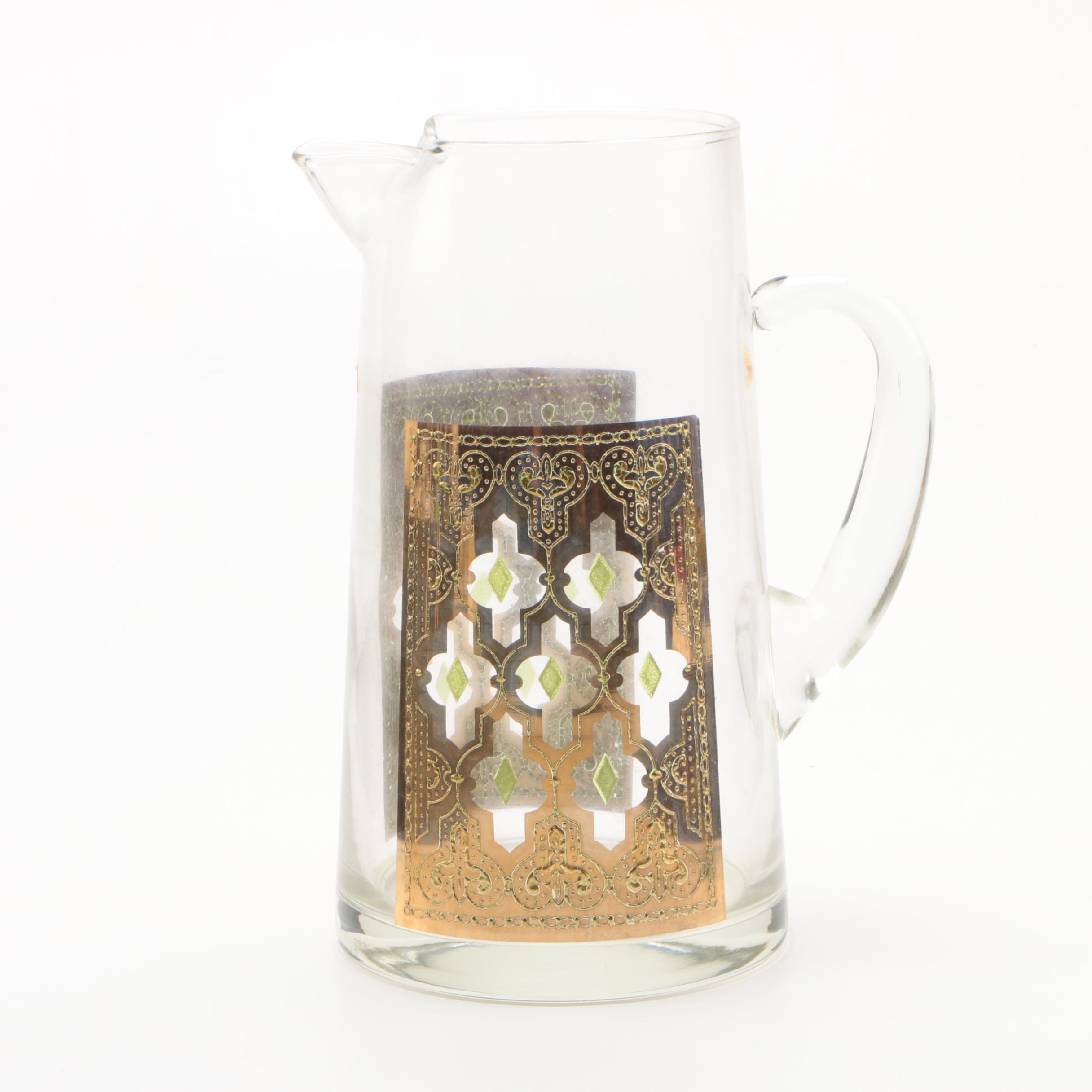 Mid Century Culver "Valencia" Glass Pitcher