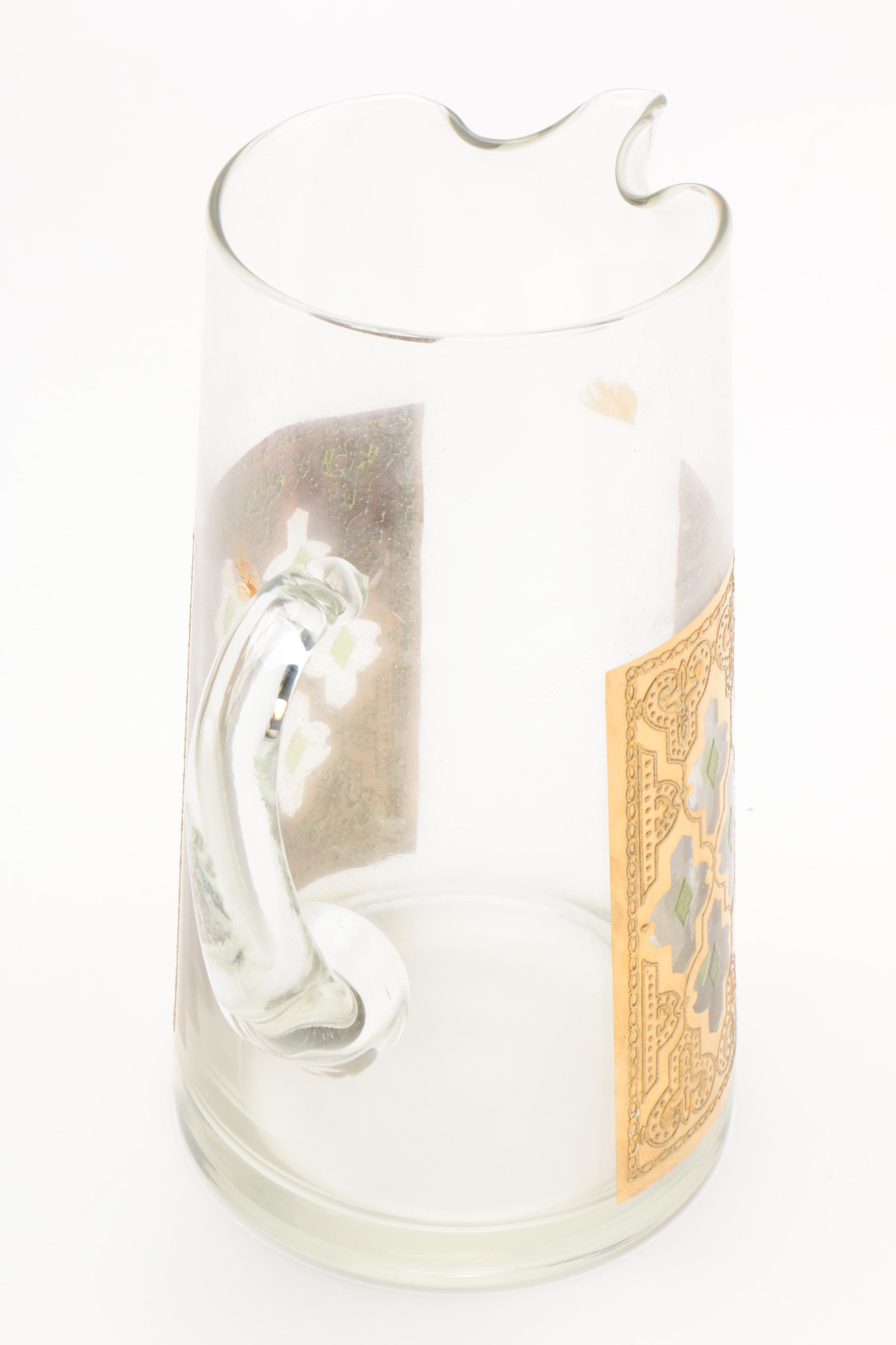 Mid Century Culver "Valencia" Glass Pitcher