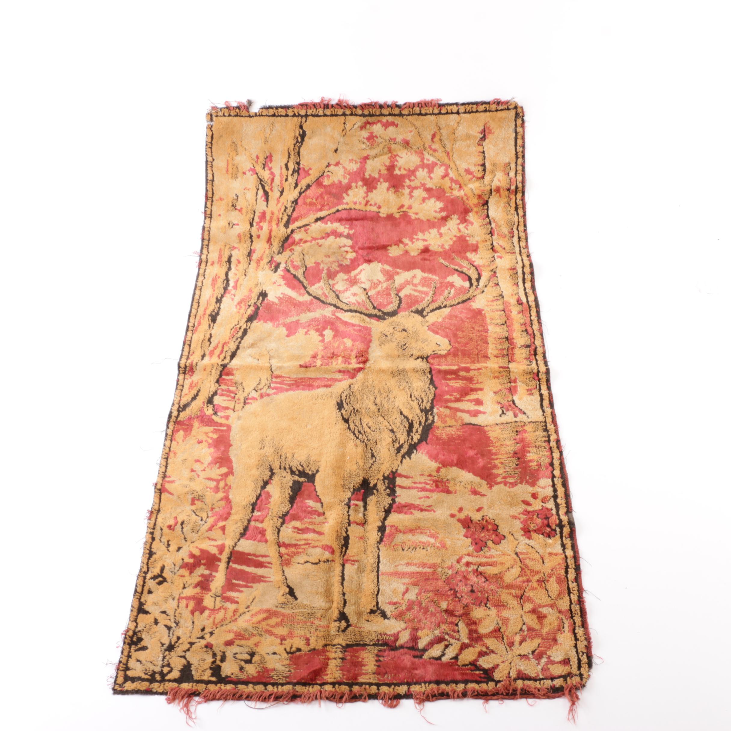 Vintage Machine Made Pictorial Tapestry