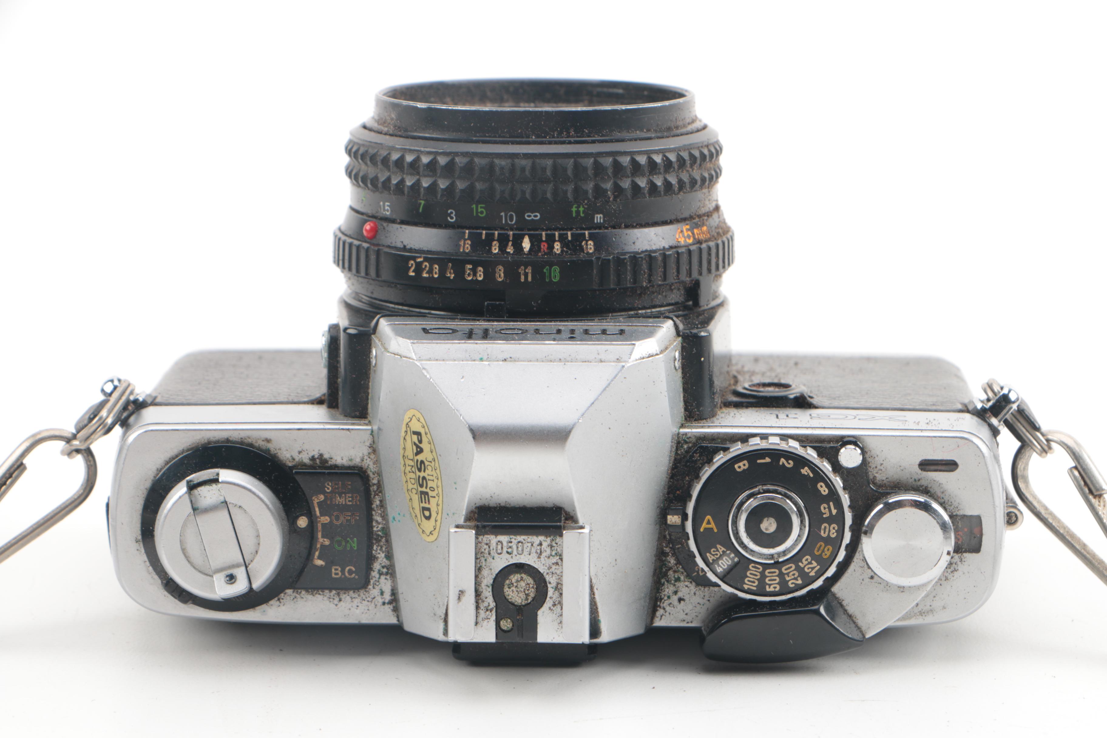 Vintage Minolta XG 1 35mm SLR Camera with Flash and Lens