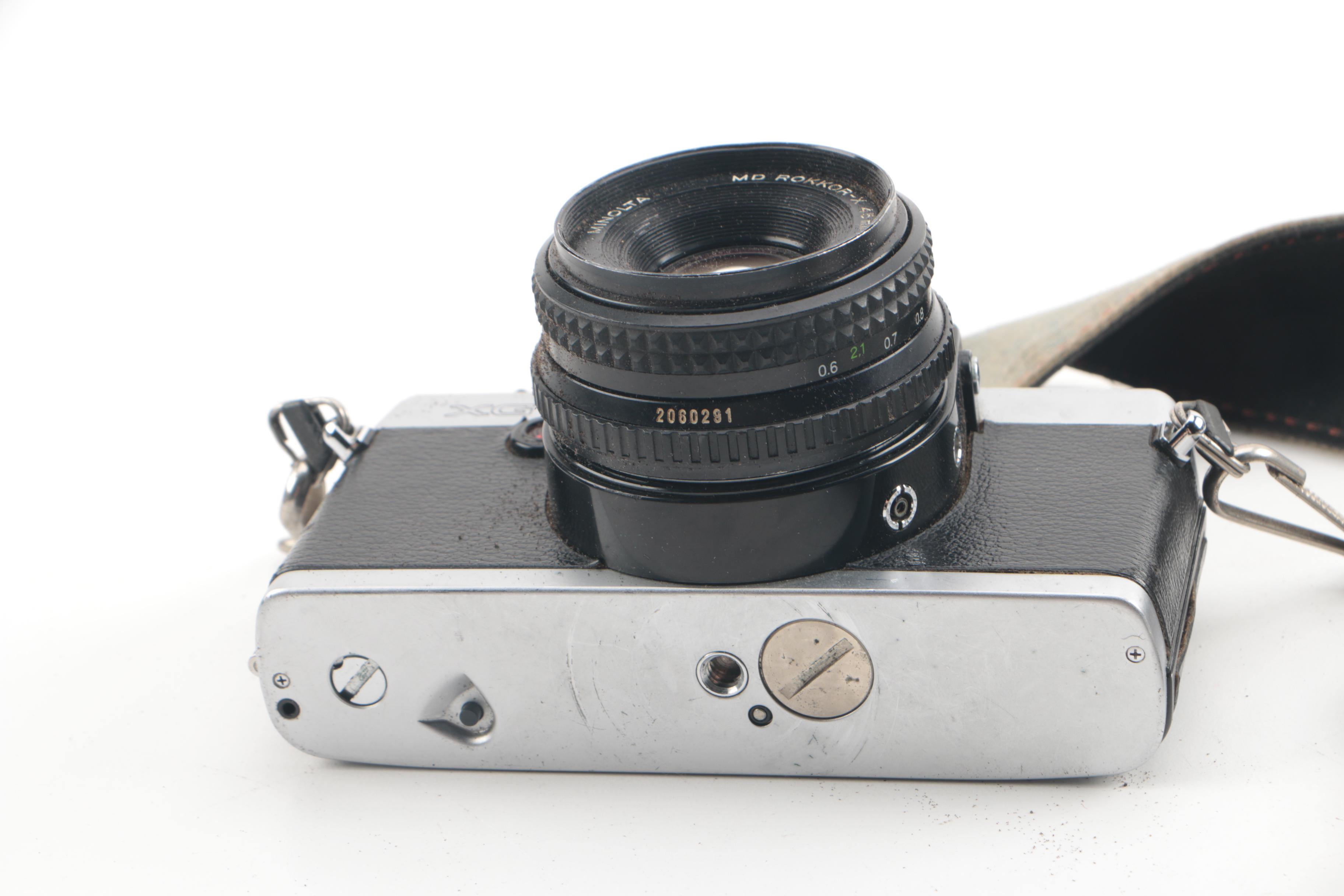 Vintage Minolta XG 1 35mm SLR Camera with Flash and Lens