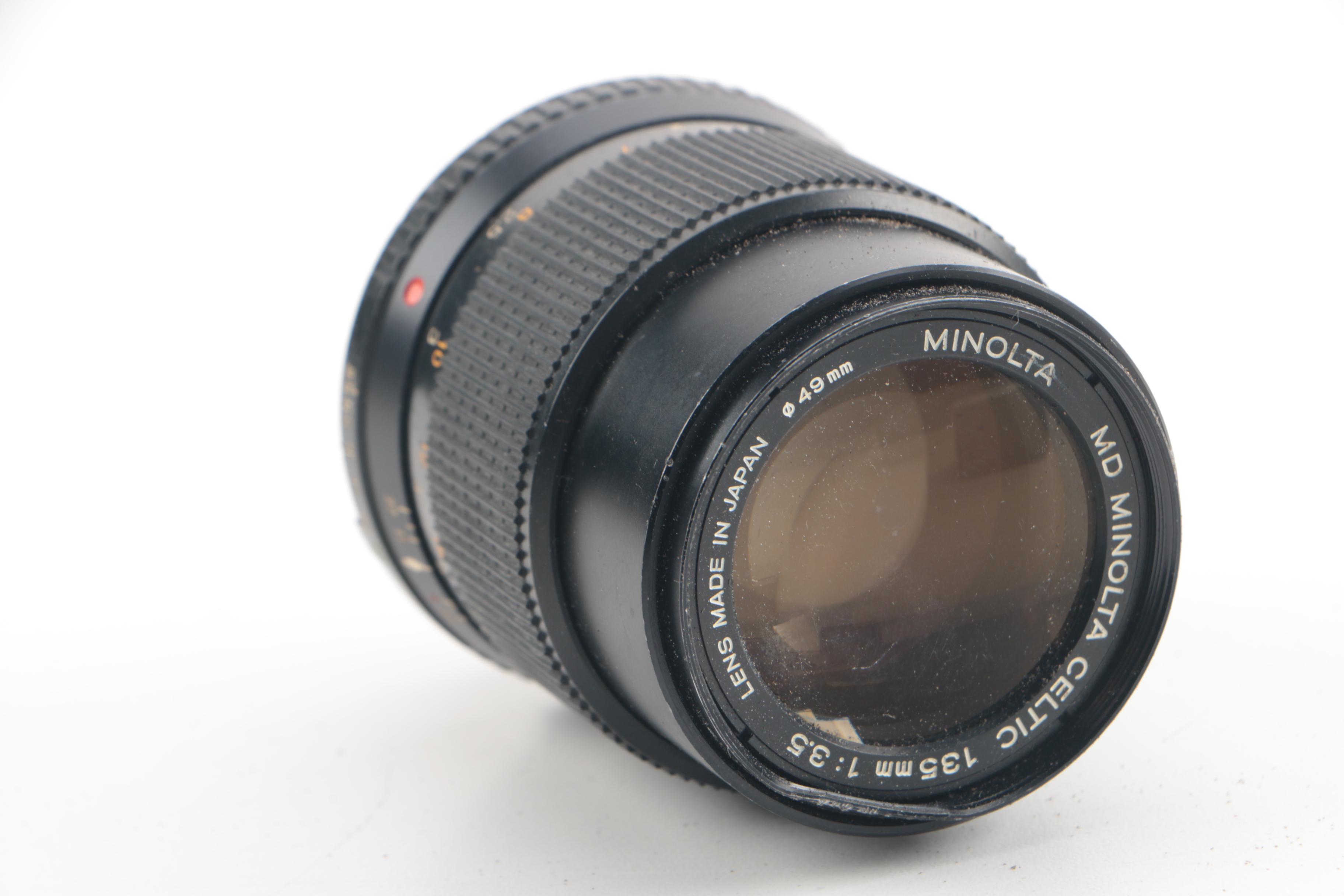 Vintage Minolta XG 1 35mm SLR Camera with Flash and Lens