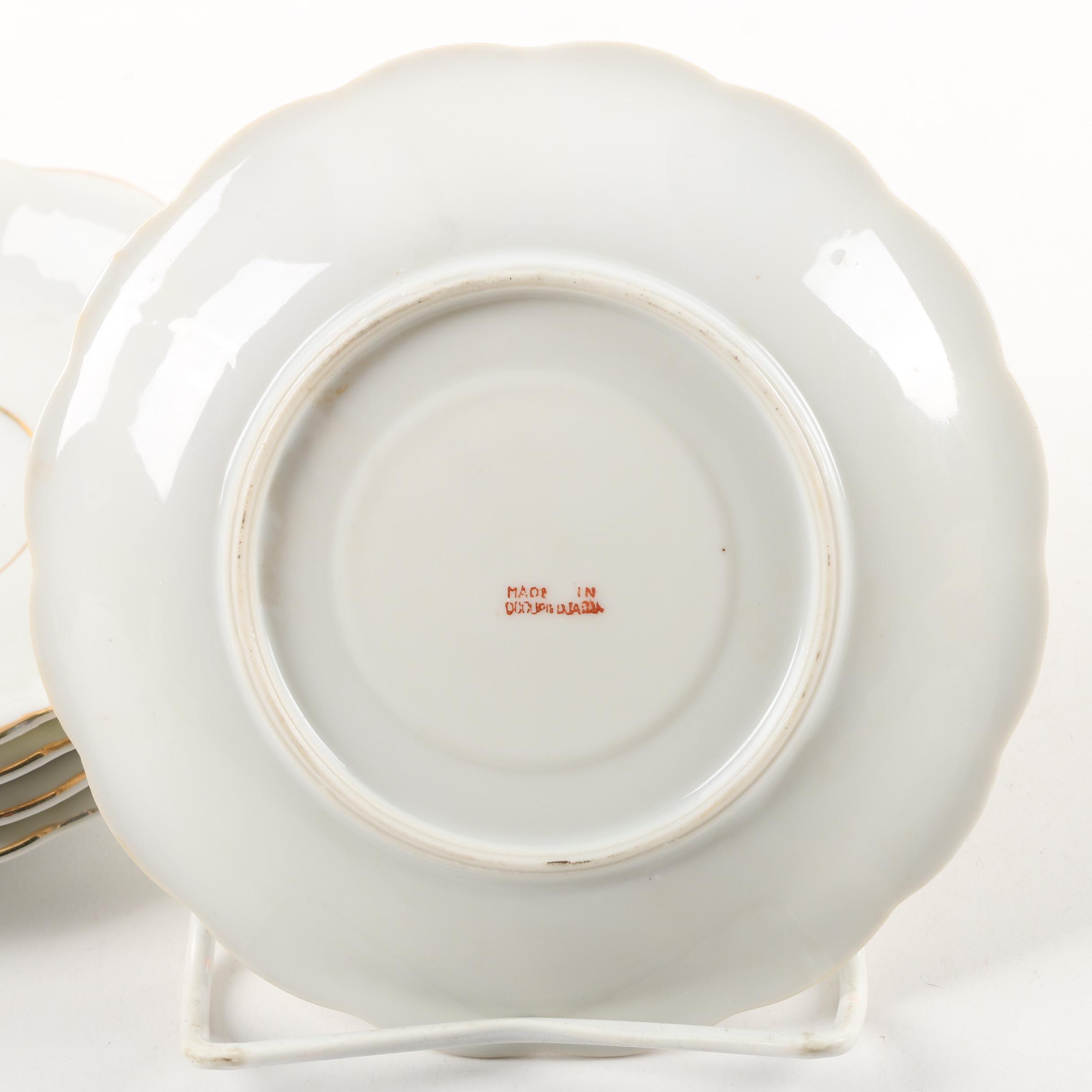 Vintage Japanese Floral Themed Porcelain Teacups and Saucers