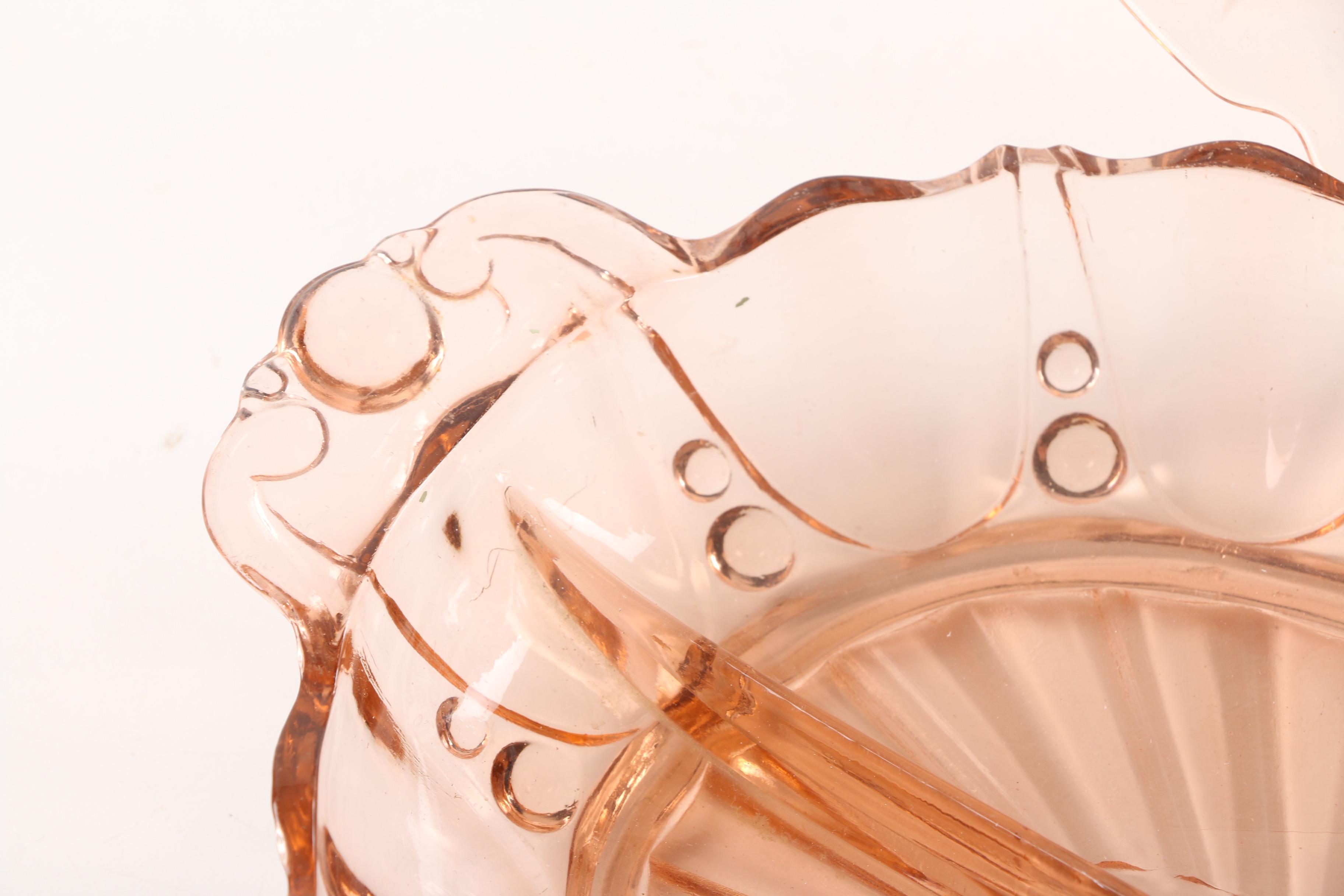 Vintage Pink Depression Glass Serveware Featuring Jeanette "Windsor" Torte Plate