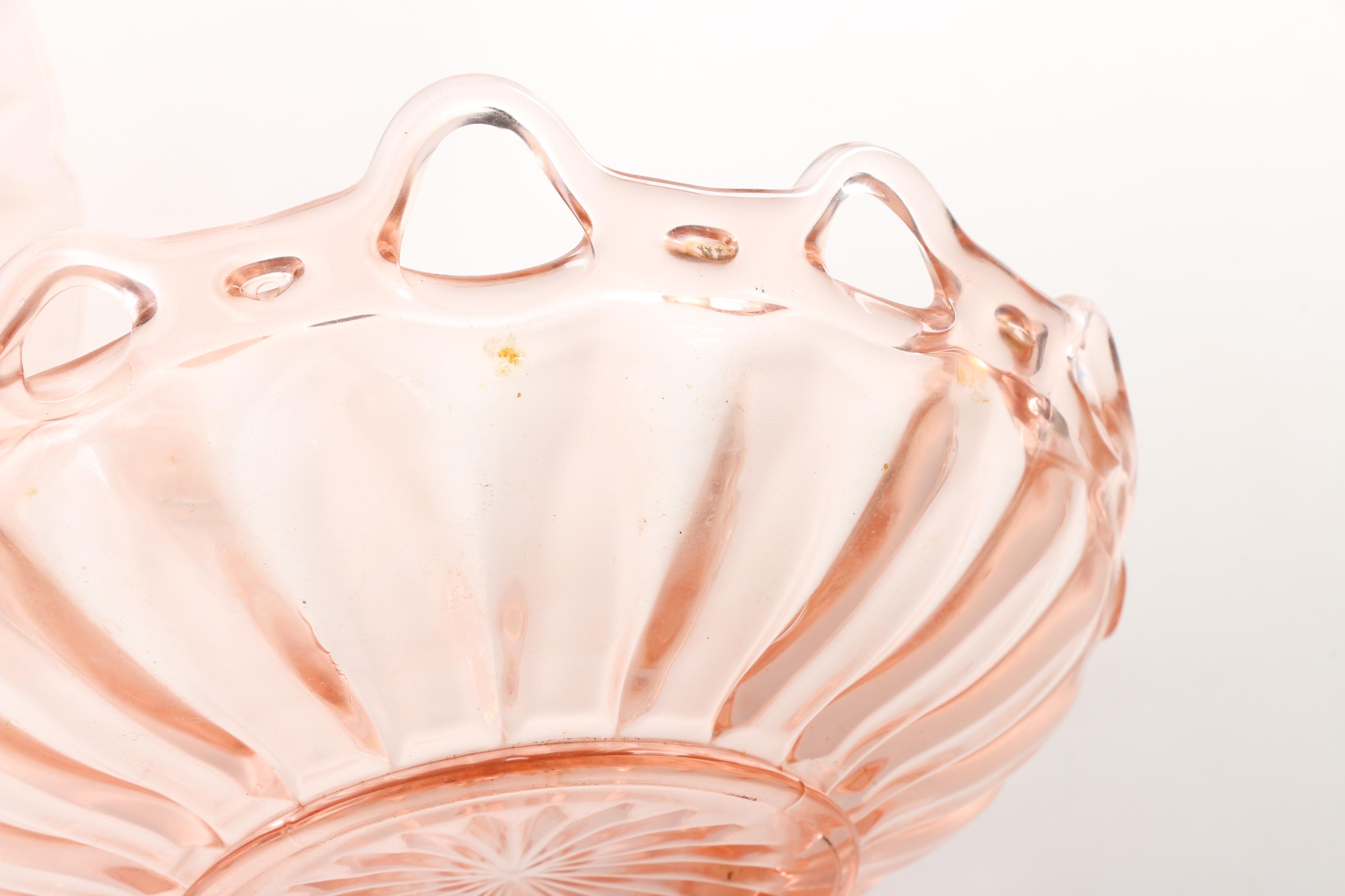Vintage Pink Depression Glass Serveware Featuring Jeanette "Windsor" Torte Plate