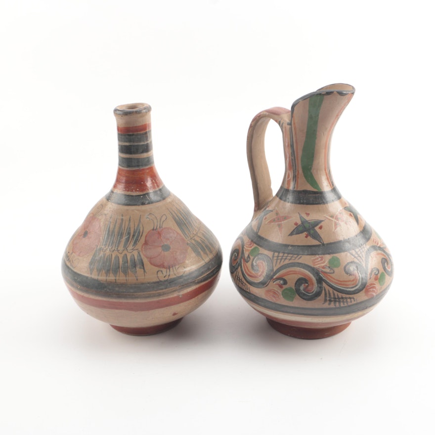 Vintage Tonala Style Vase and Pitcher