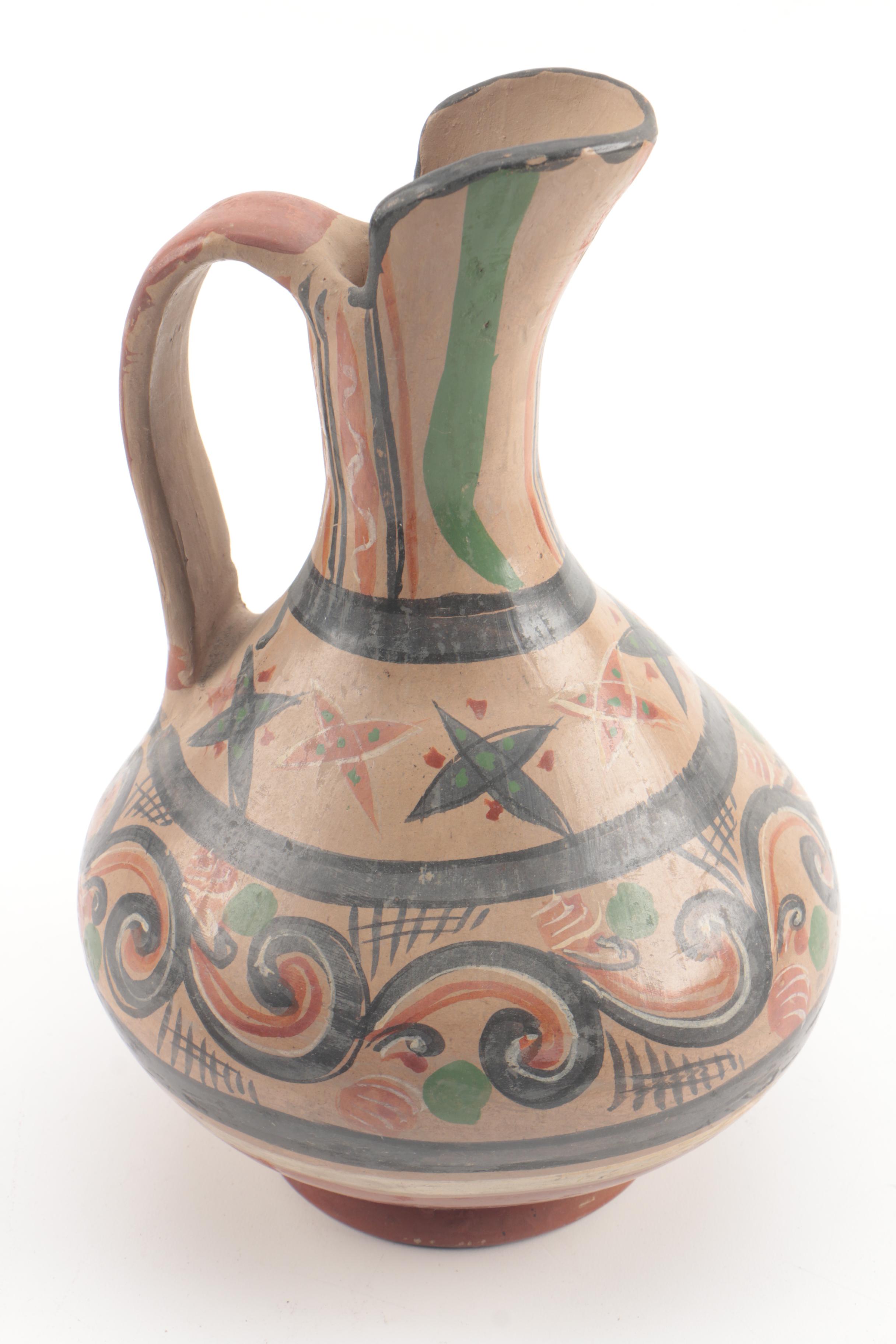 Vintage Tonala Style Vase and Pitcher