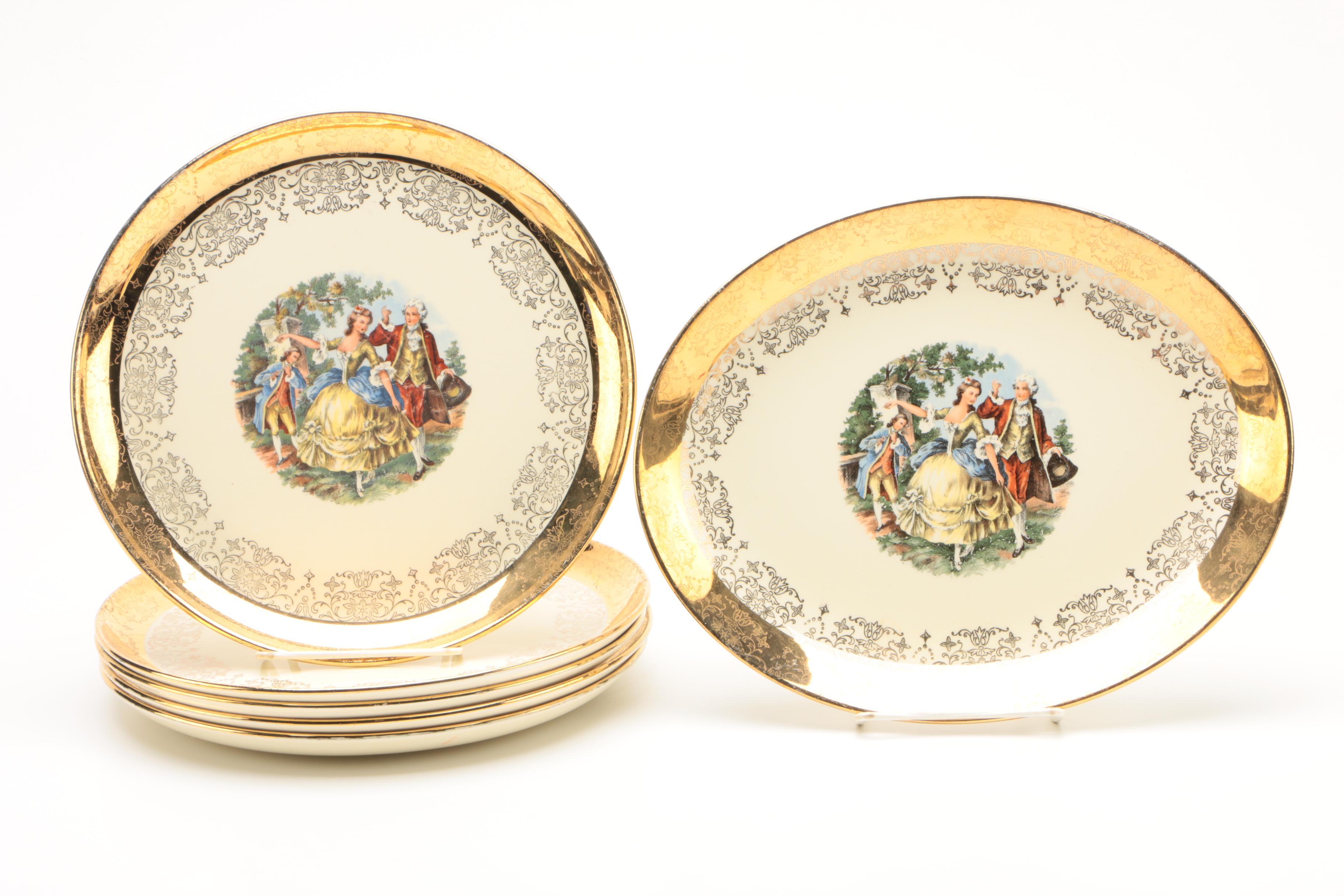 1950's Sabin "Crest-O-Gold" Colonial Themed Ceramic Tableware