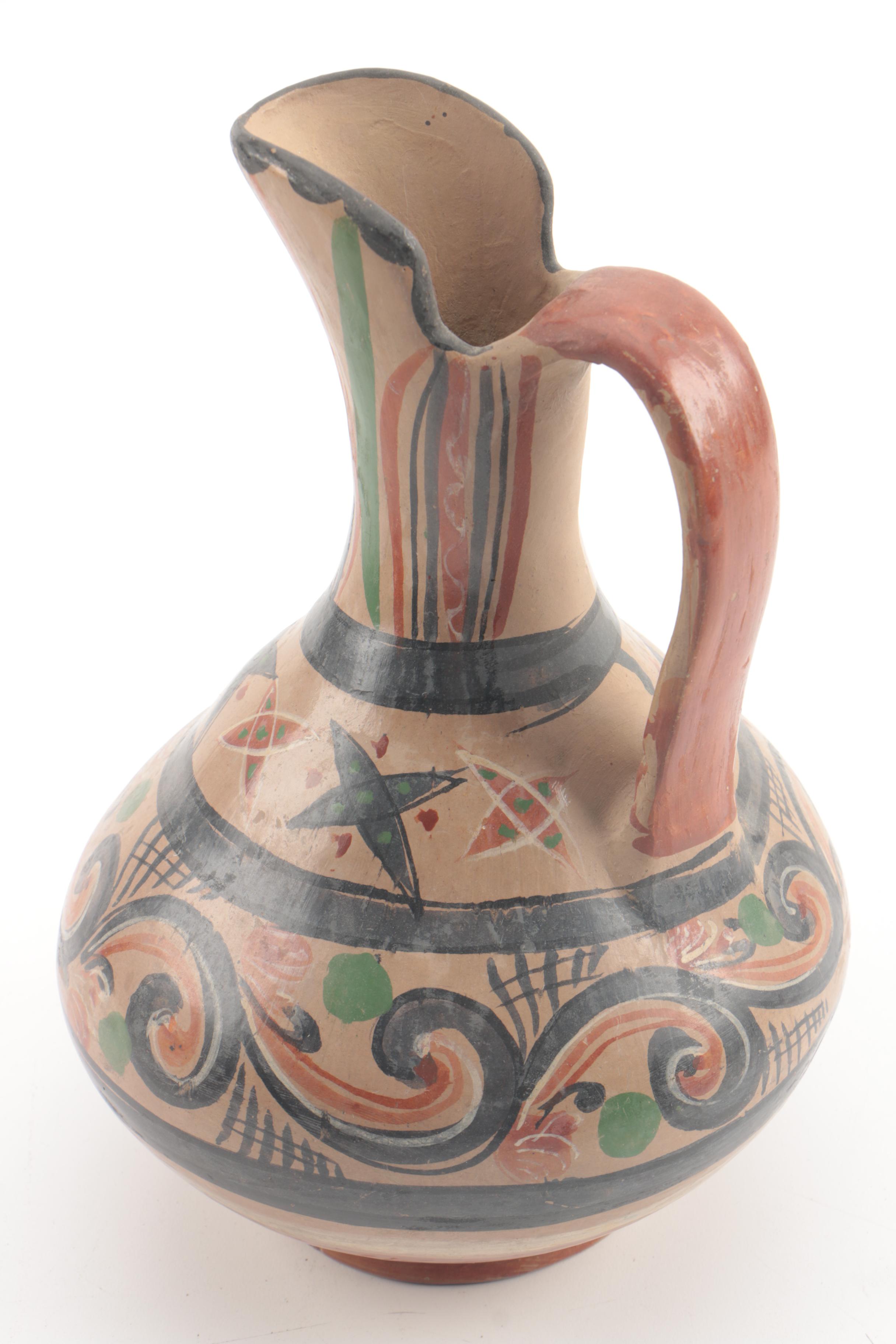 Vintage Tonala Style Vase and Pitcher