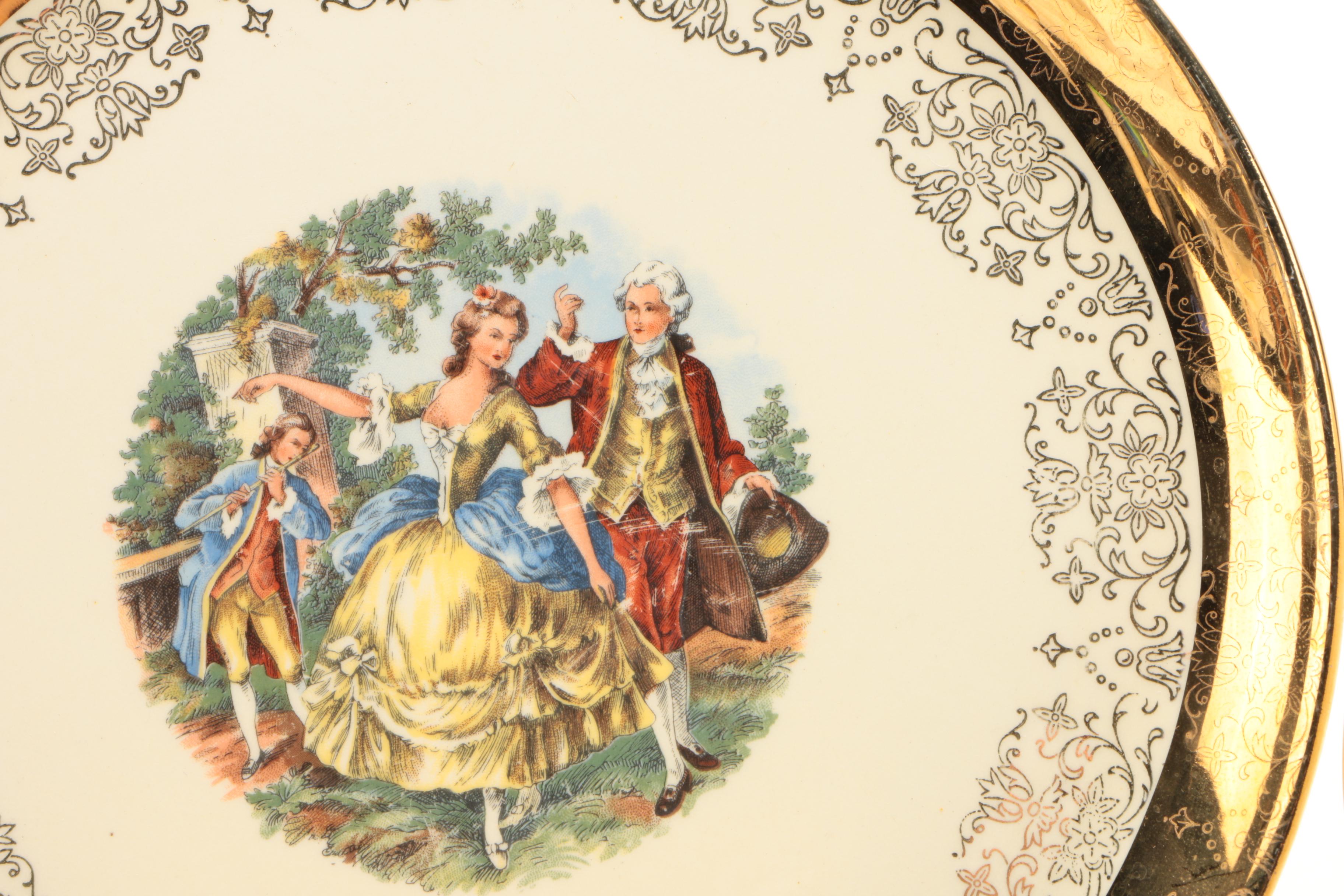 1950's Sabin "Crest-O-Gold" Colonial Themed Ceramic Tableware