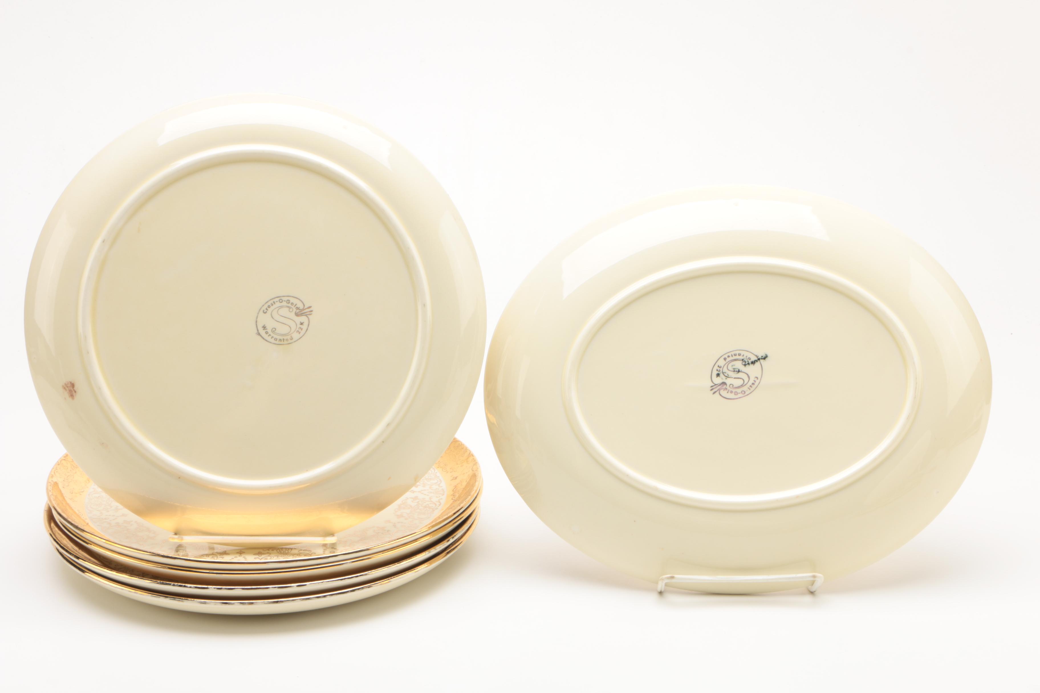 1950's Sabin "Crest-O-Gold" Colonial Themed Ceramic Tableware