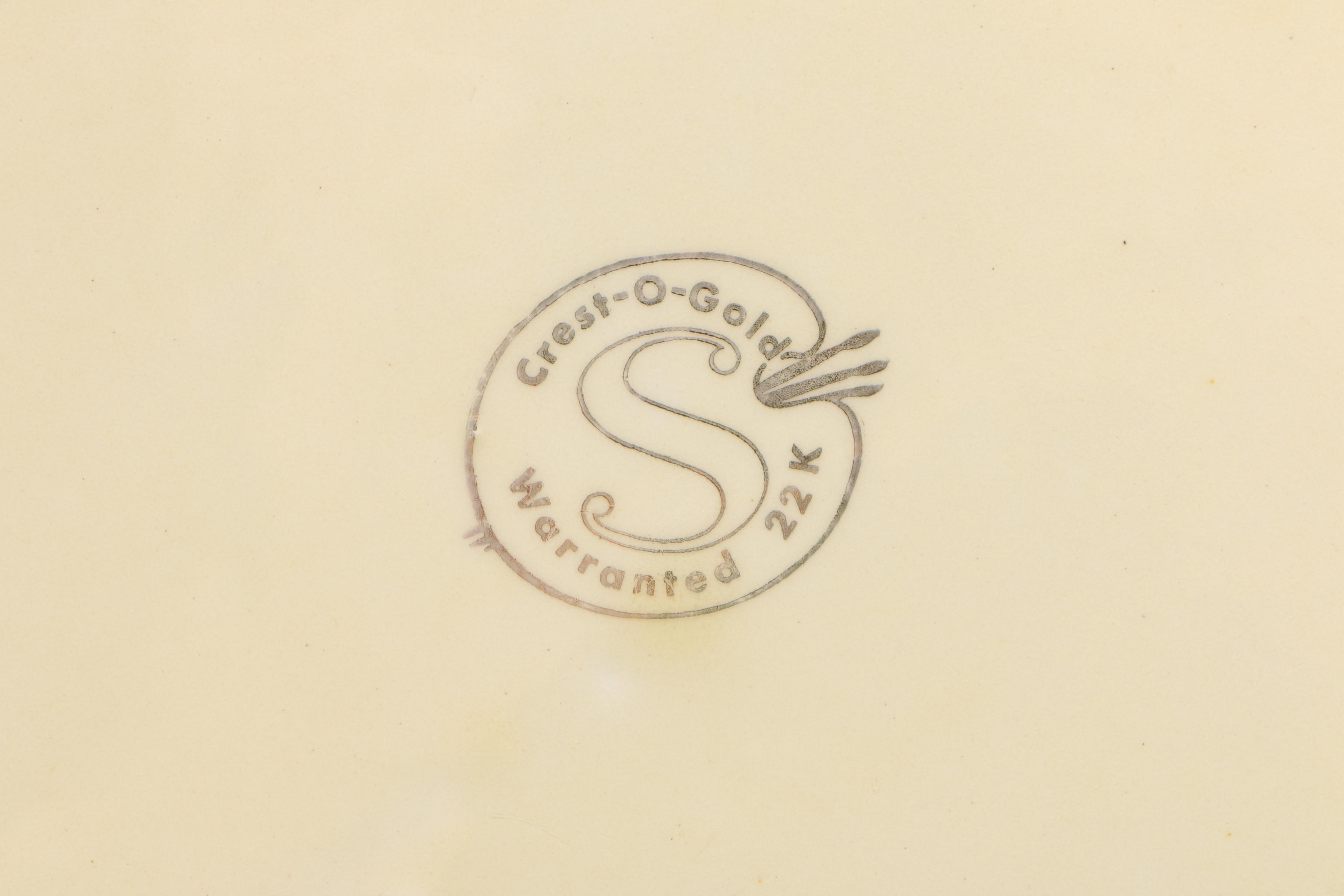 1950's Sabin "Crest-O-Gold" Colonial Themed Ceramic Tableware