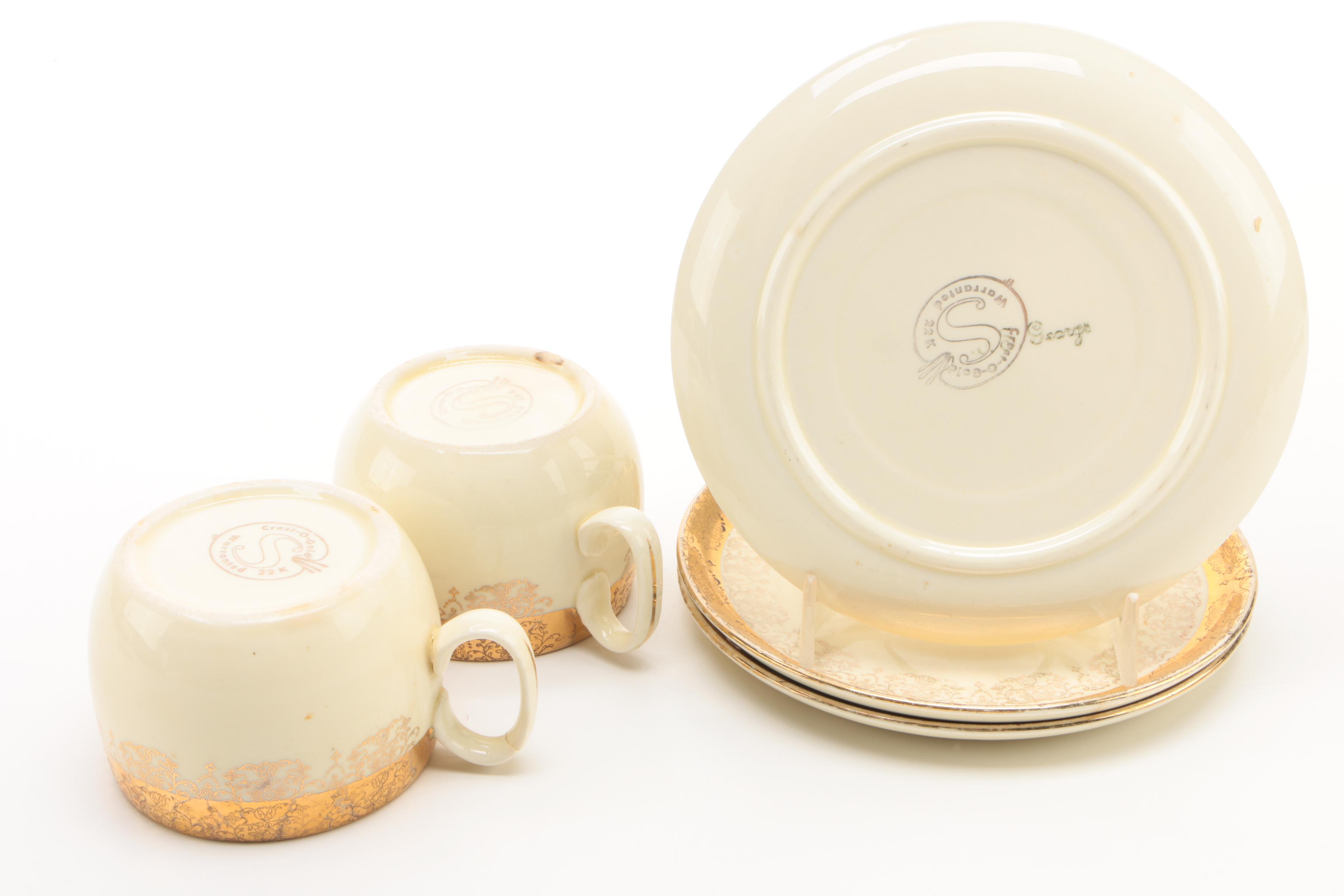 1950's Sabin "Crest-O-Gold" Colonial Themed Ceramic Tableware