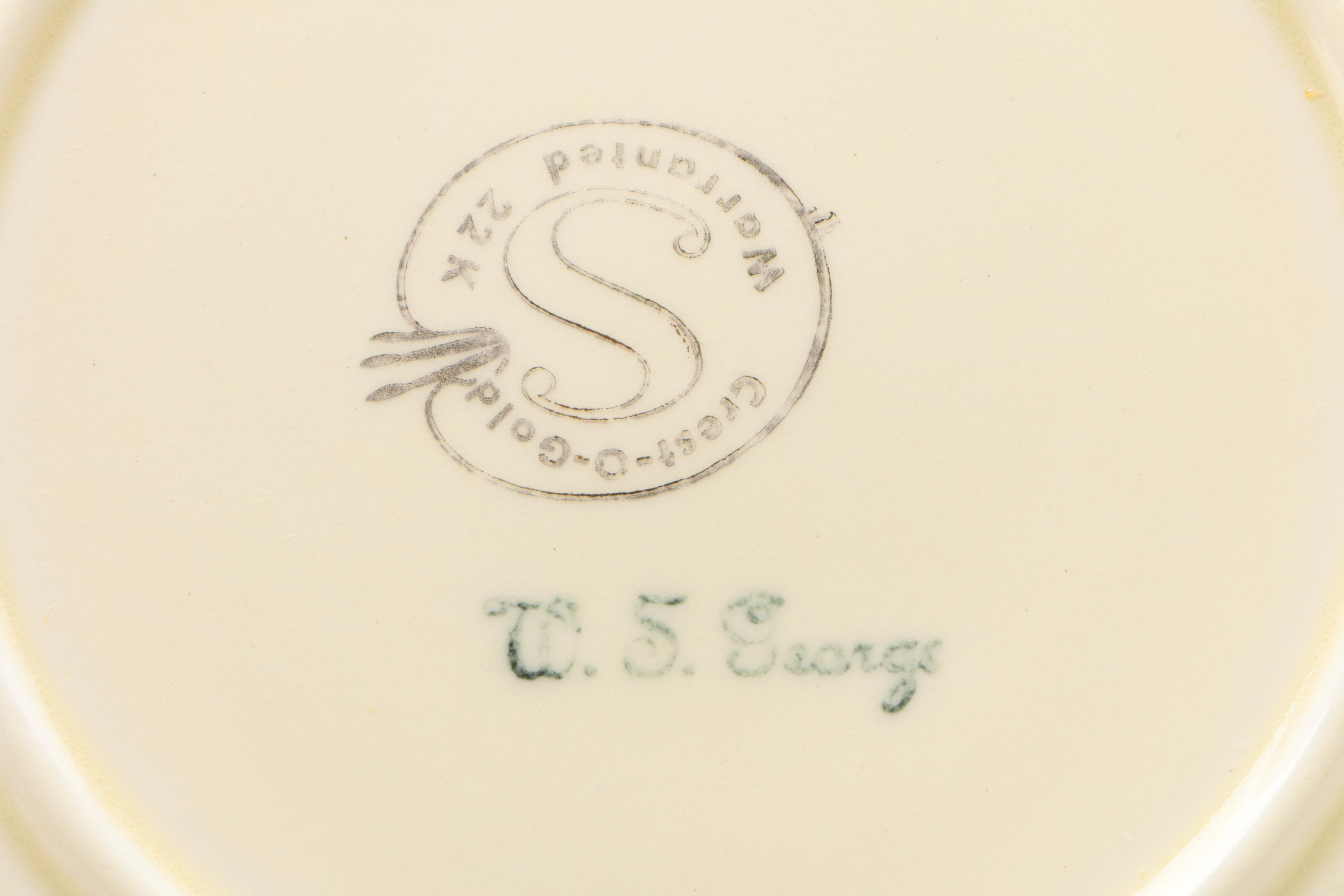 1950's Sabin "Crest-O-Gold" Colonial Themed Ceramic Tableware