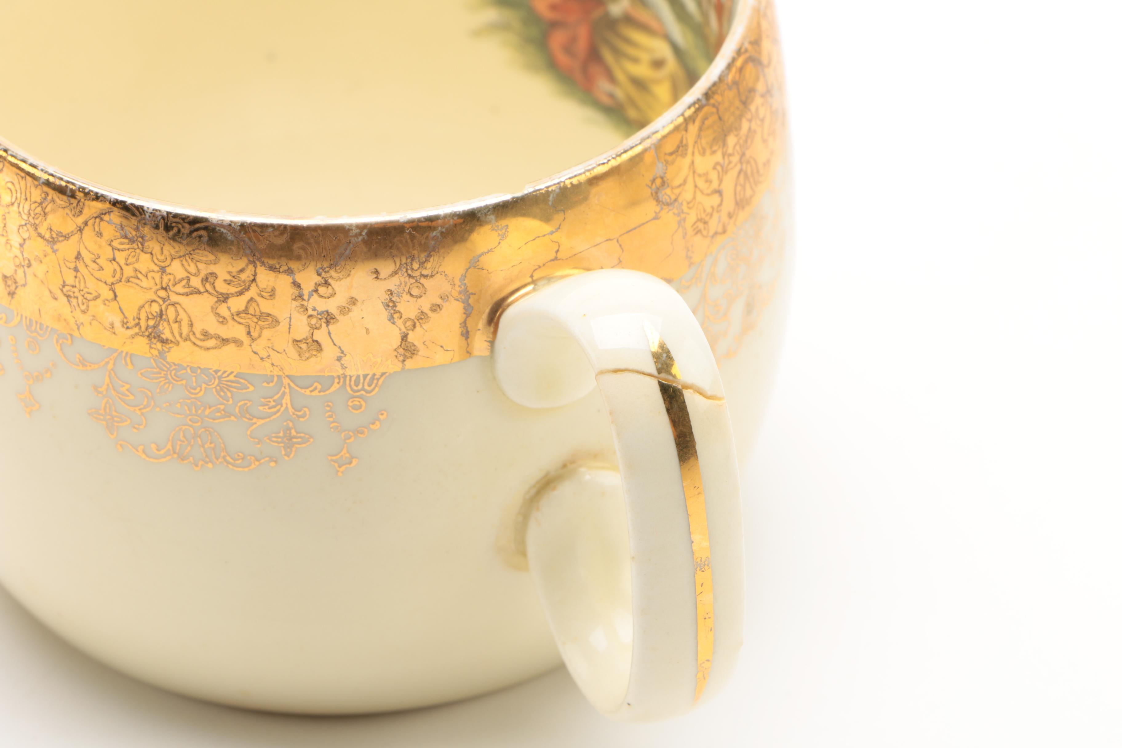 1950's Sabin "Crest-O-Gold" Colonial Themed Ceramic Tableware