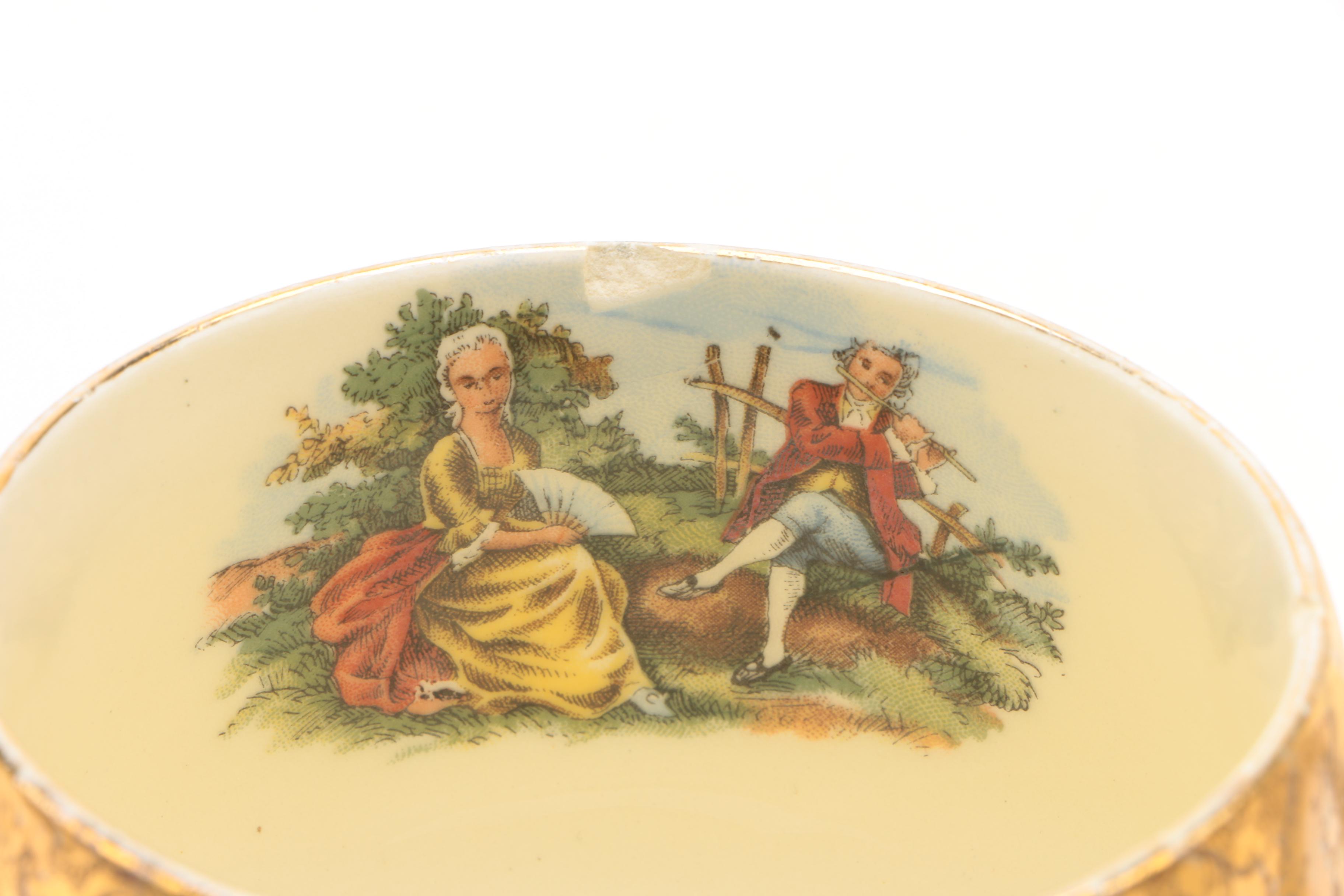 1950's Sabin "Crest-O-Gold" Colonial Themed Ceramic Tableware