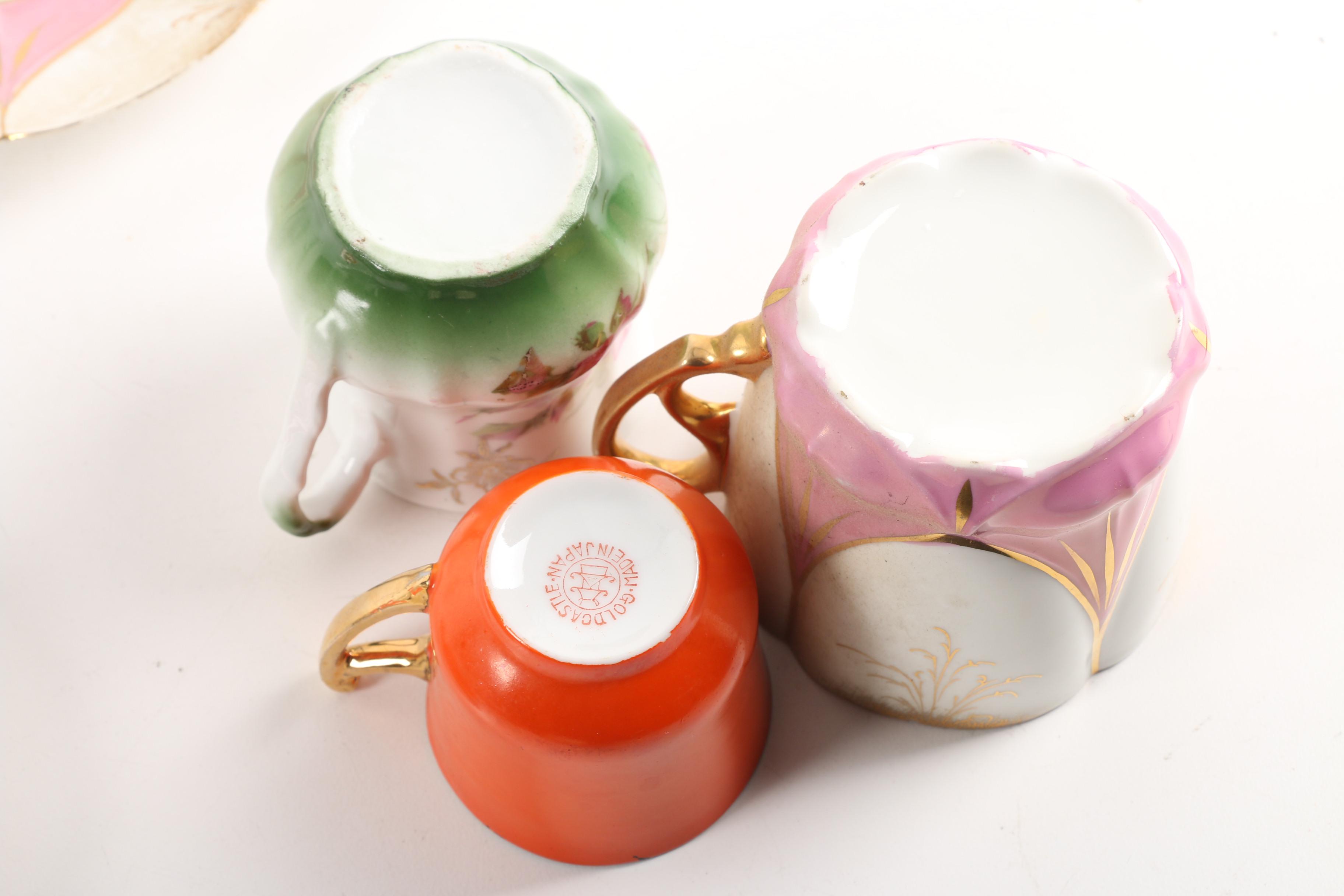 Vintage F.B. Rogers Silver Plate Serving Tray with Teacups and Saucers