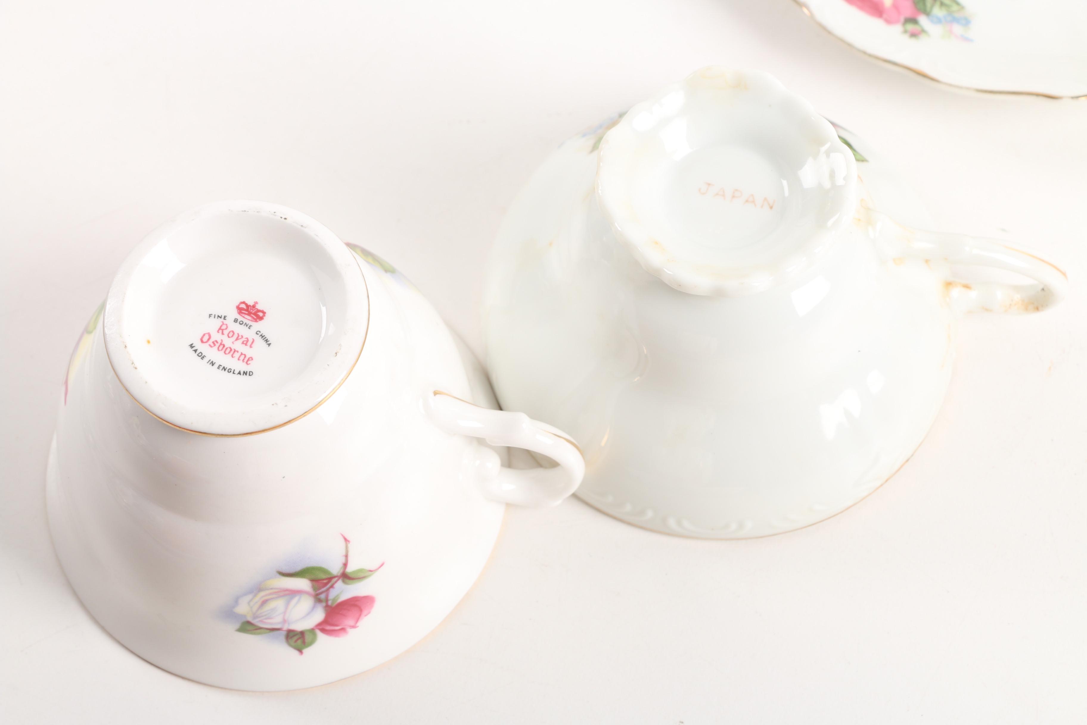 Vintage F.B. Rogers Silver Plate Serving Tray with Teacups and Saucers