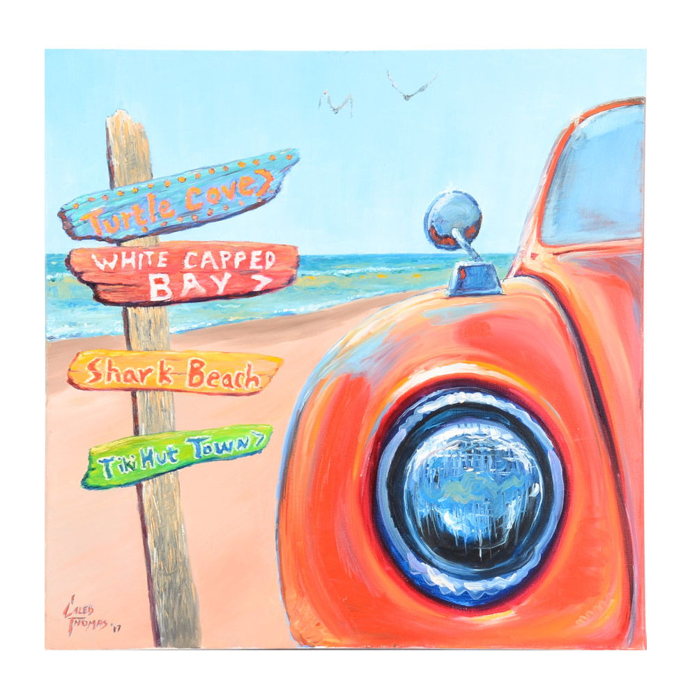 Caleb Thomas Oil Painting on Canvas "Beach Day"