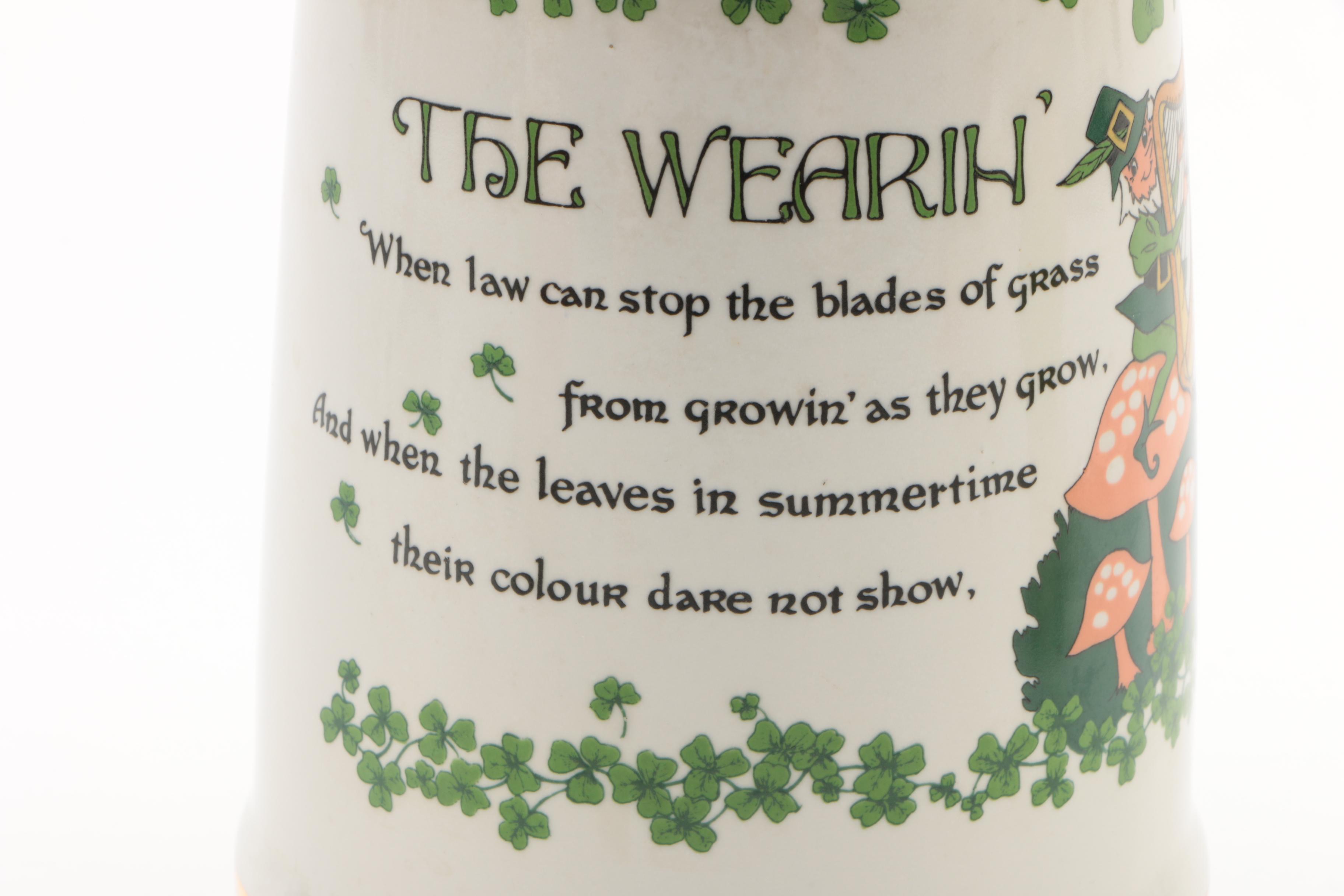 Vintage Stitzel Weller Porcelain Decanter with Mid Century Modern Shot Glasses