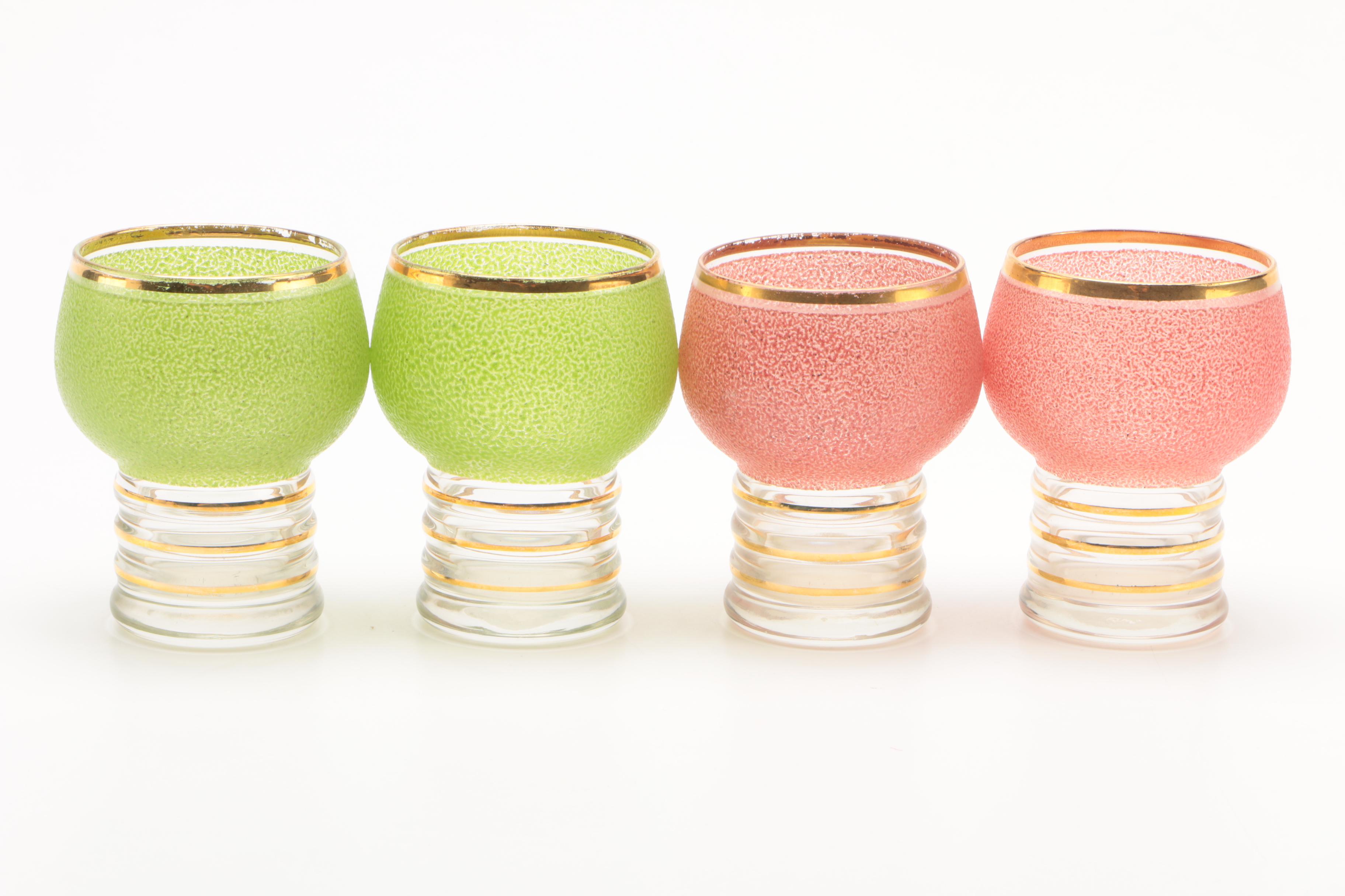 Vintage Stitzel Weller Porcelain Decanter with Mid Century Modern Shot Glasses