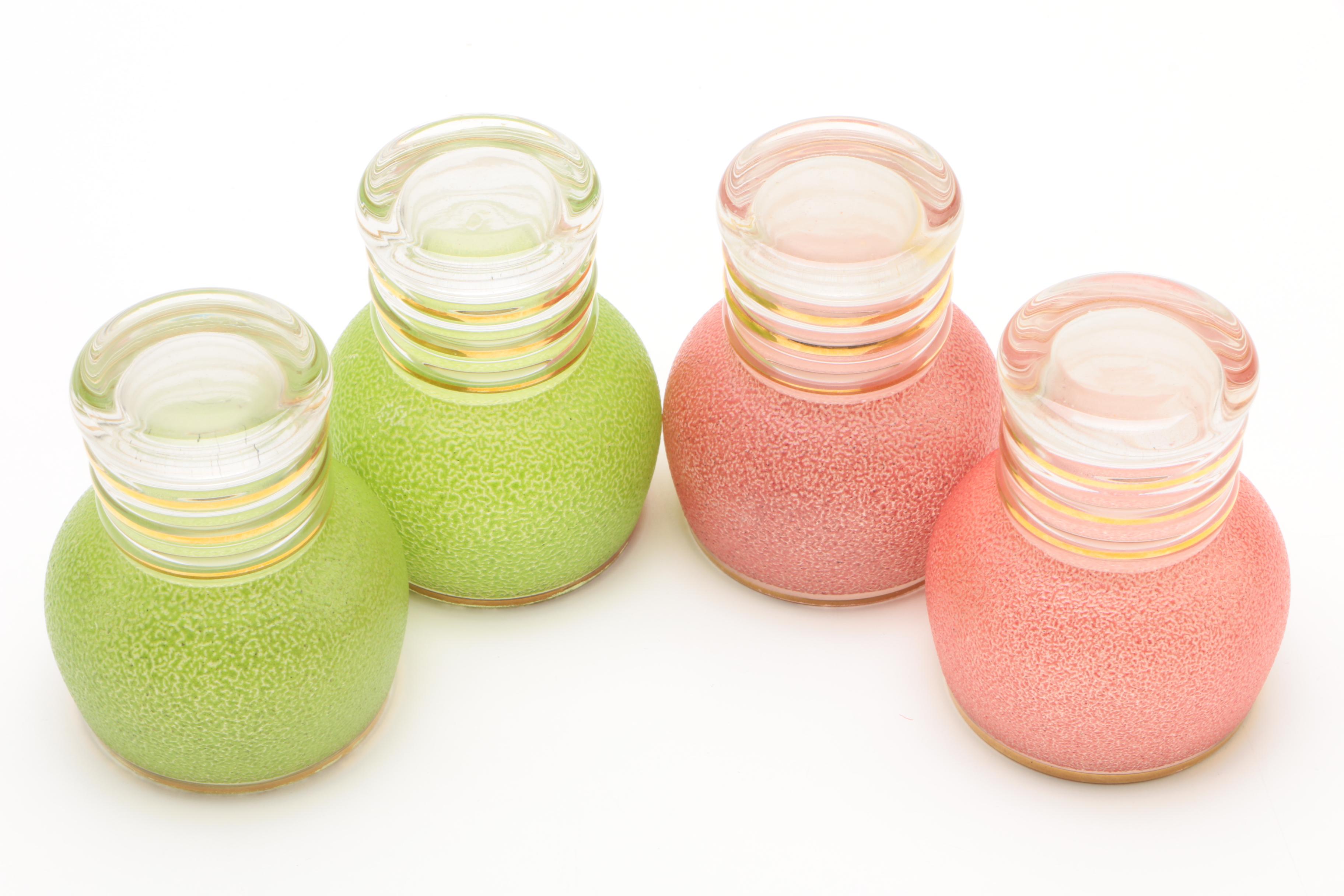 Vintage Stitzel Weller Porcelain Decanter with Mid Century Modern Shot Glasses