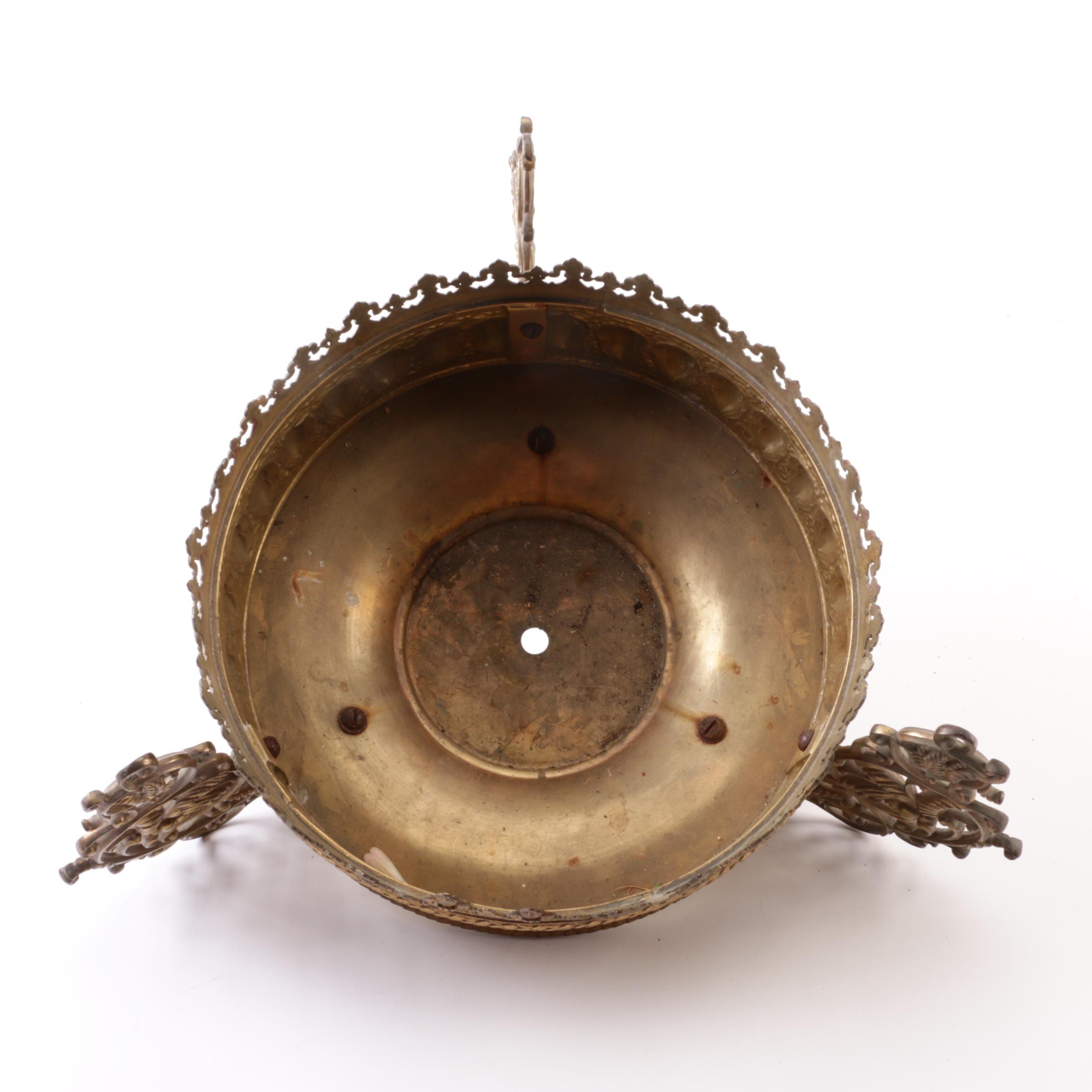 Vintage Ornate Brass-Toned Metal Planter Stand