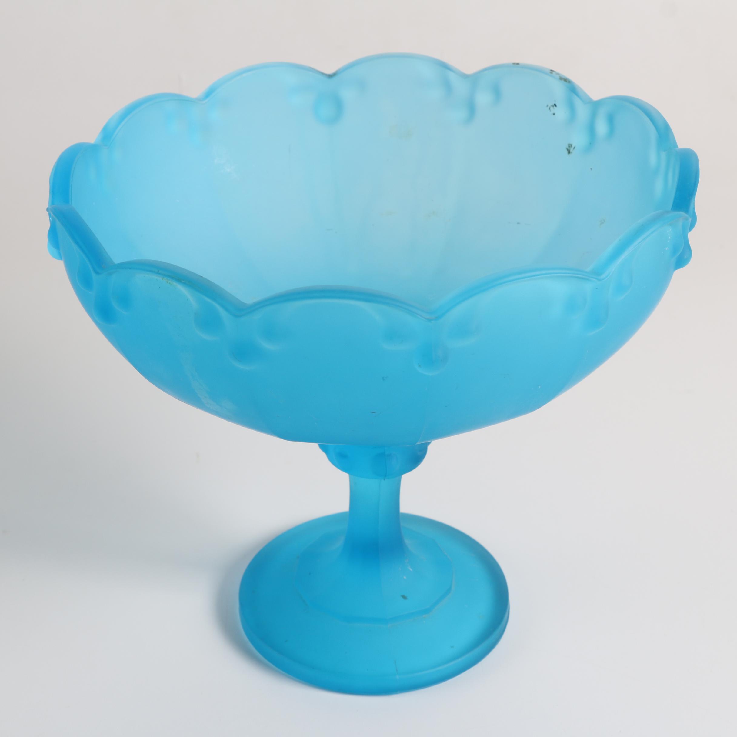 Indiana Glass "Garland Teal Frosted" Compote