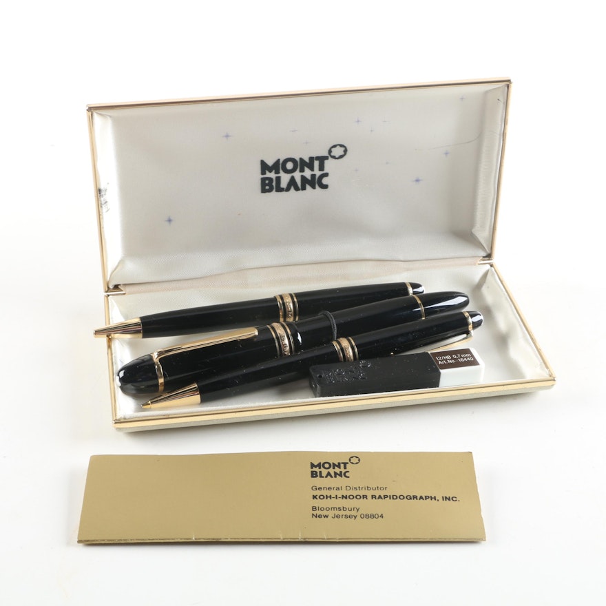 Montblanc Meisterstück Fountain Pen, Ball Point Pen and Pencil with Case