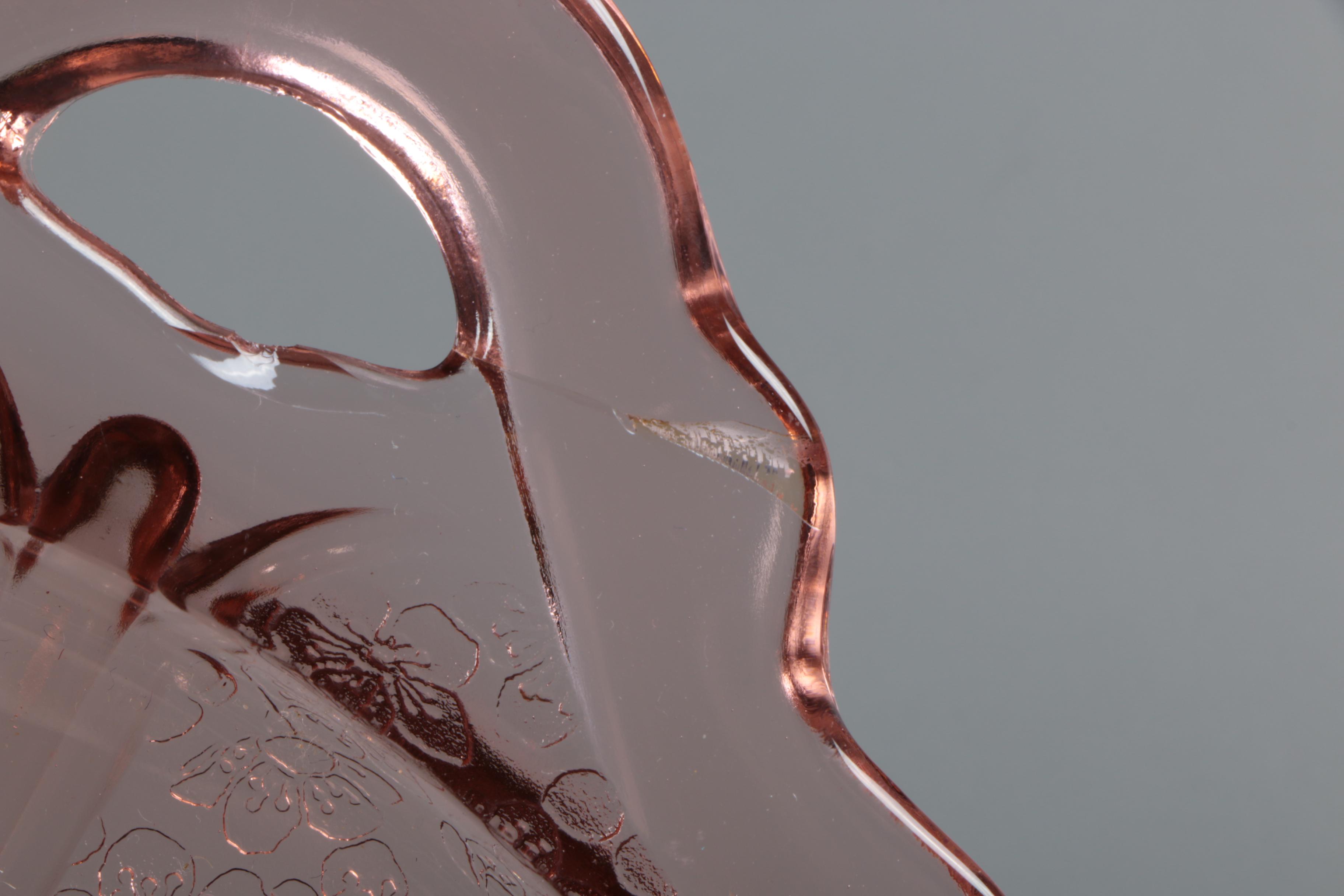 Fenton Style Pitcher and Pink Depression Glass Hazel-Atlas "Florentine" Sherbets