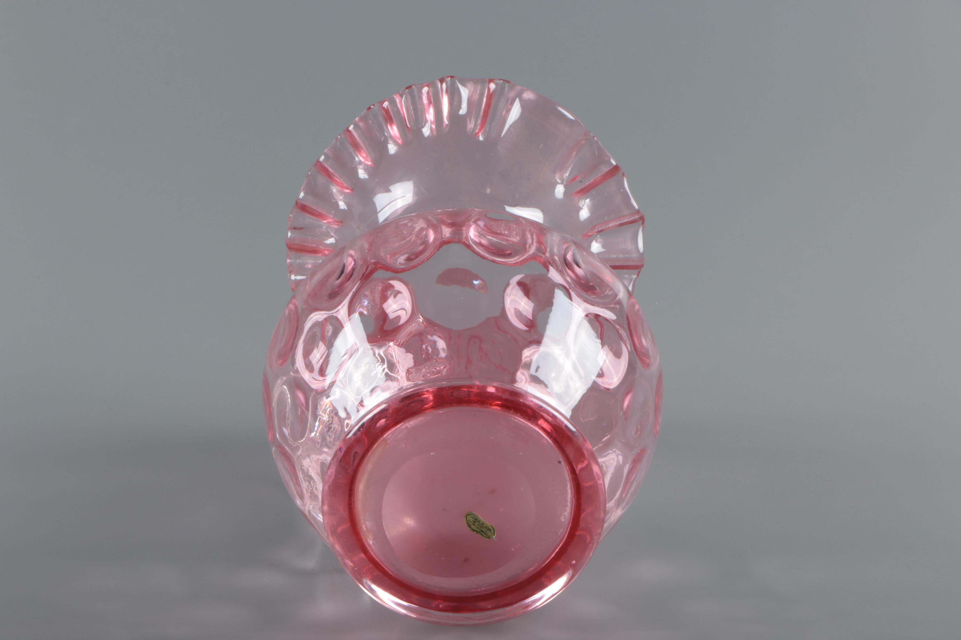 Fenton Style Pitcher and Pink Depression Glass Hazel-Atlas "Florentine" Sherbets