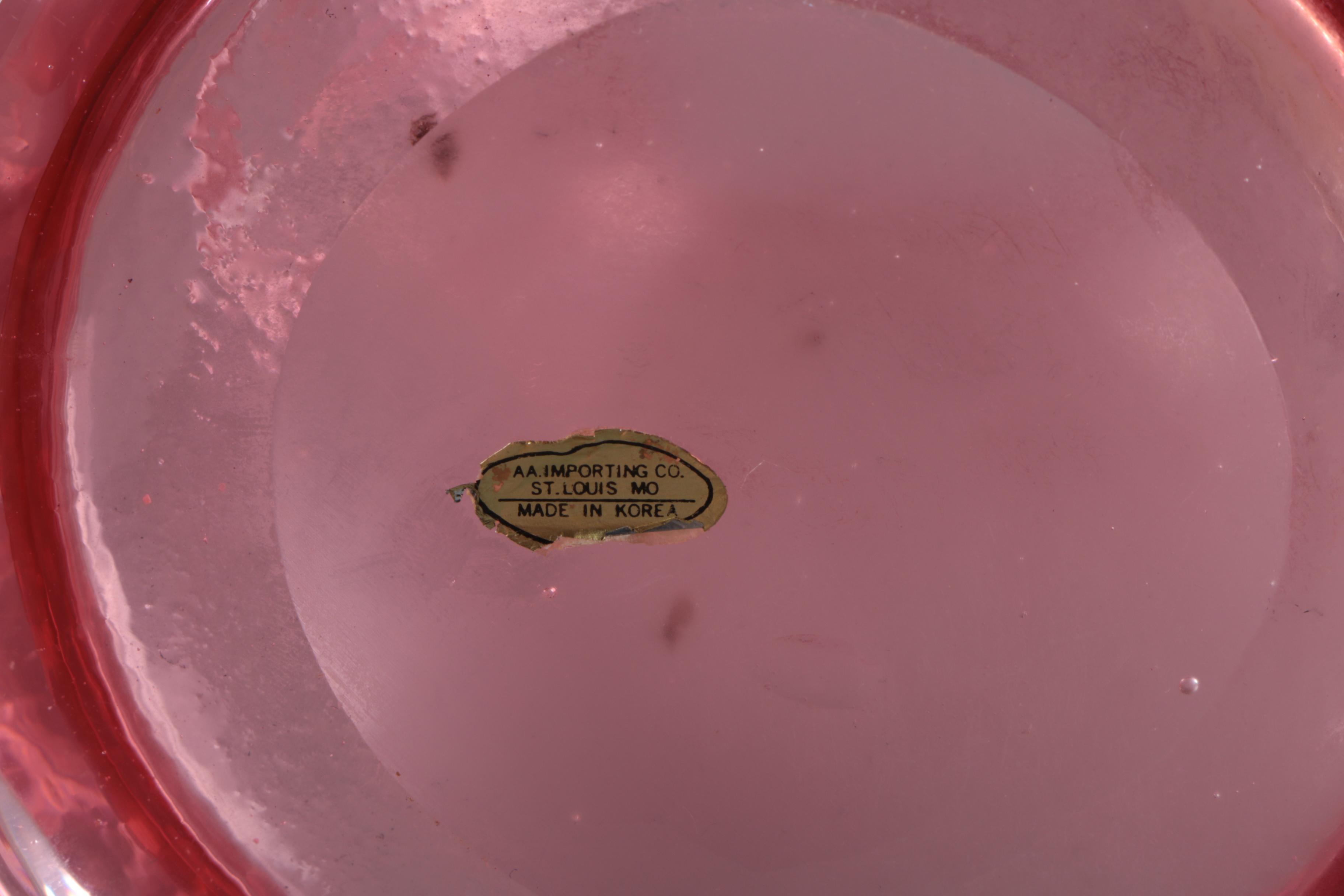 Fenton Style Pitcher and Pink Depression Glass Hazel-Atlas "Florentine" Sherbets