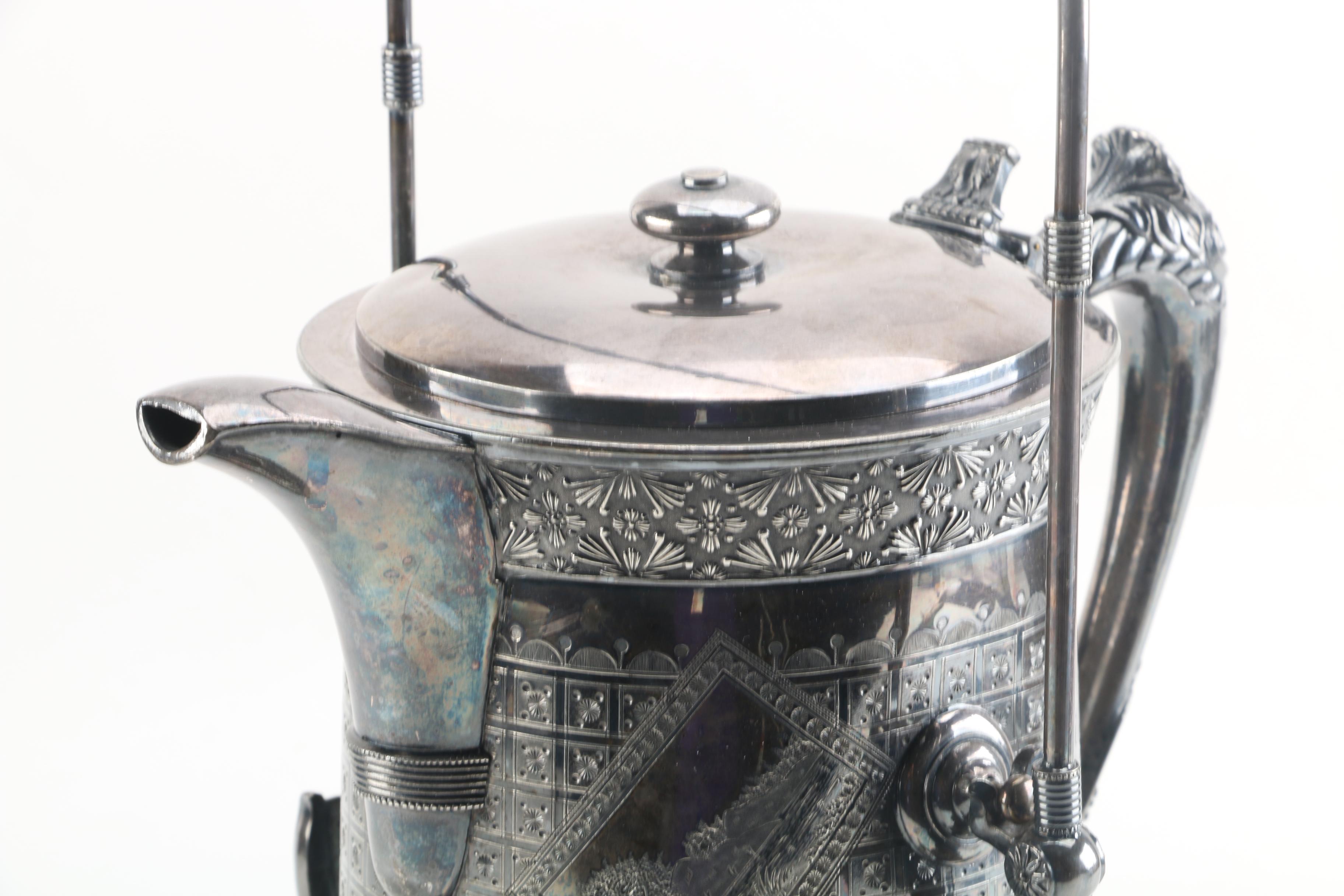 Vintage Meriden Britannia Co. Silver Plate Tilting Coffee Pot with Stand