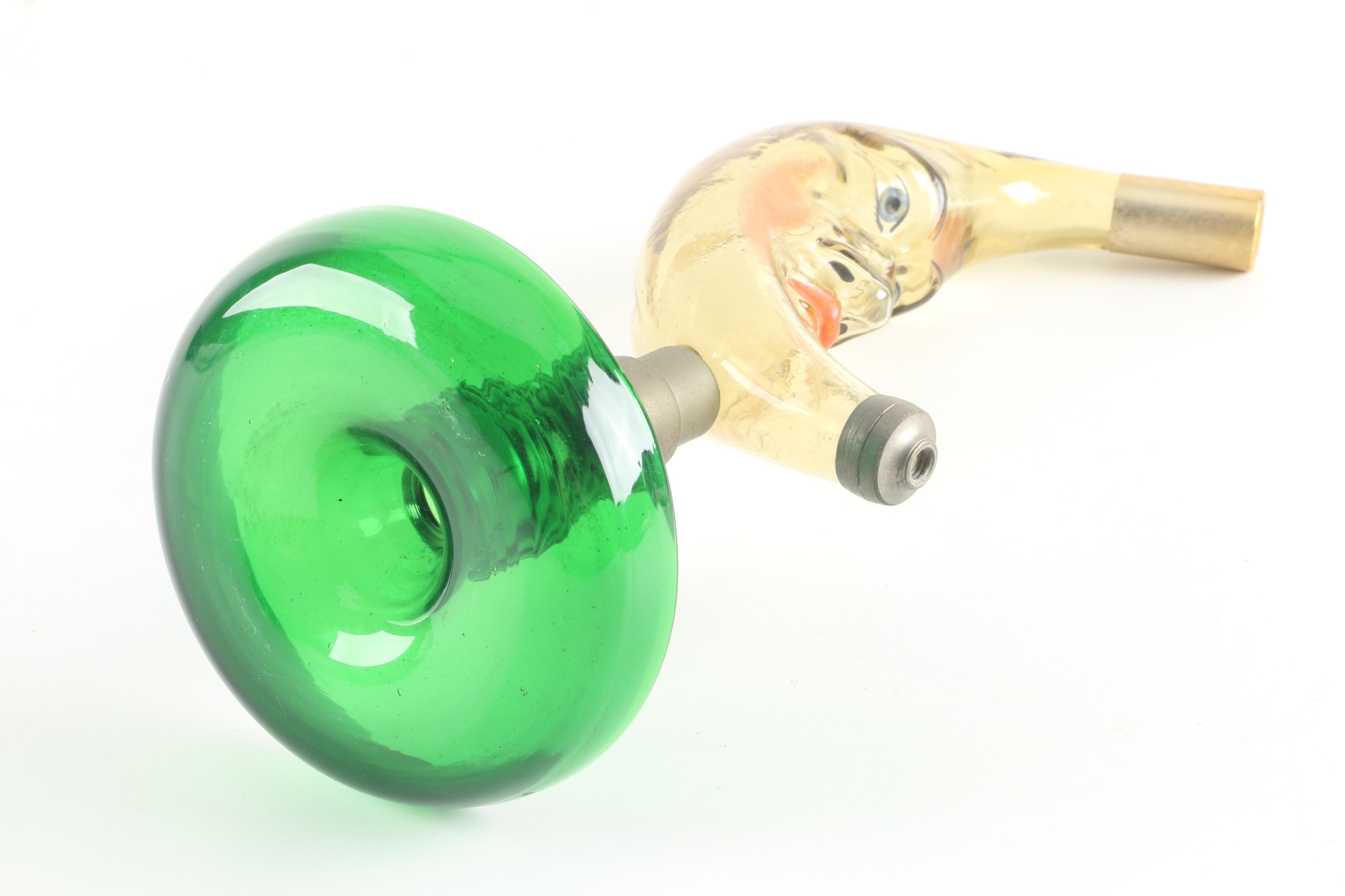 Antique Blown Glass "Man in the Moon" Liquor Dispenser with Tray ca. 1900