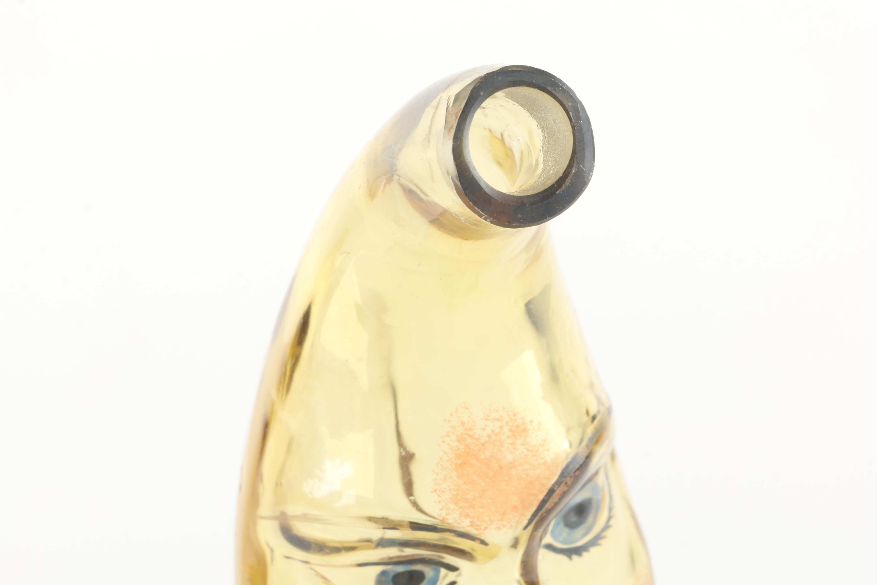 Antique Blown Glass "Man in the Moon" Liquor Dispenser with Tray ca. 1900