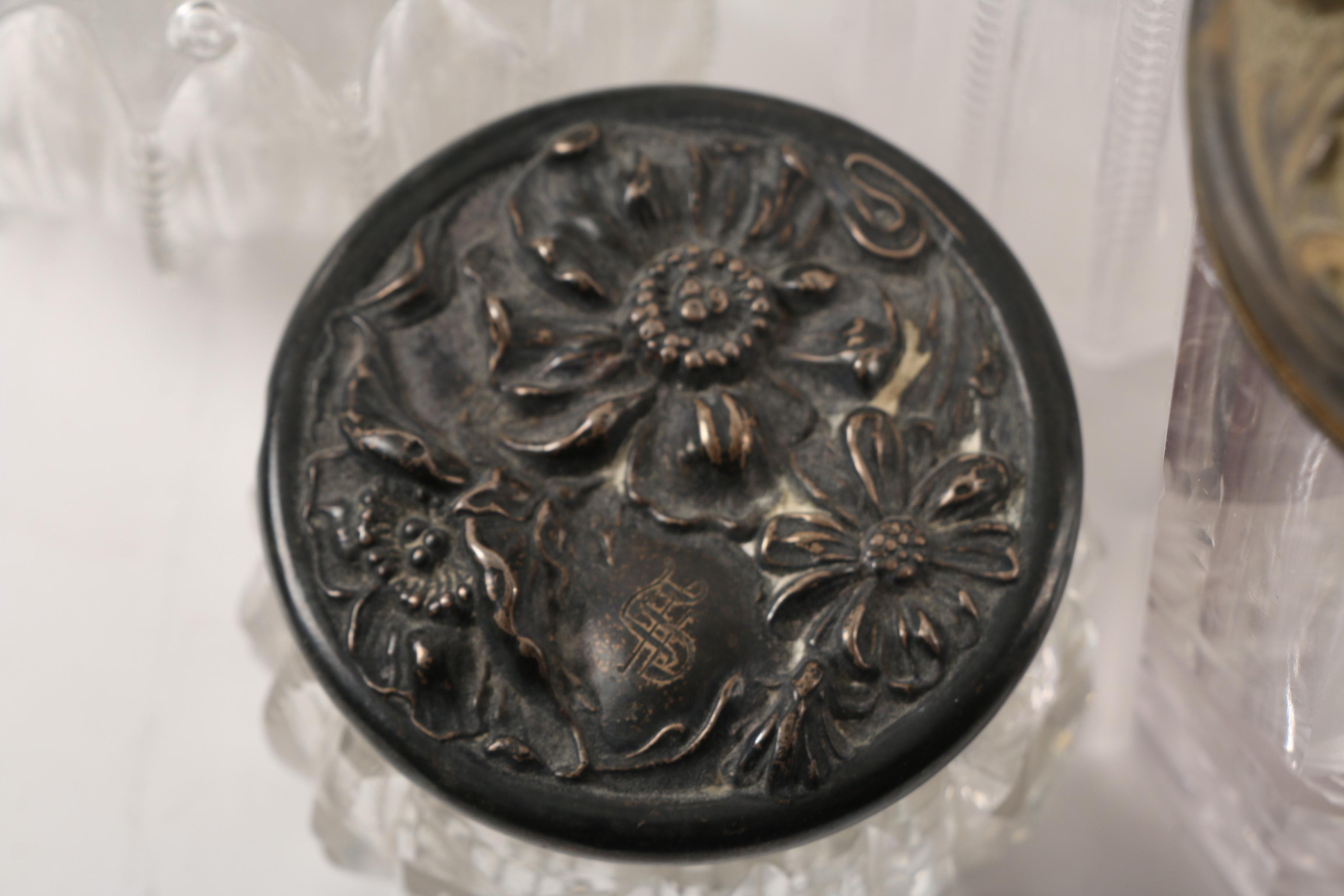 Vintage Vanity Decor Featuring Sam Fink Lipstick Holders and Sterling Jar Caps