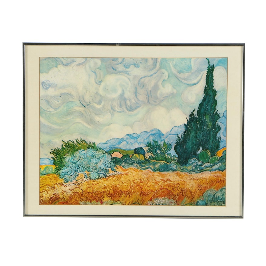 Offset Lithograph after Vincent Van Gogh "Wheat Field with Cypresses"