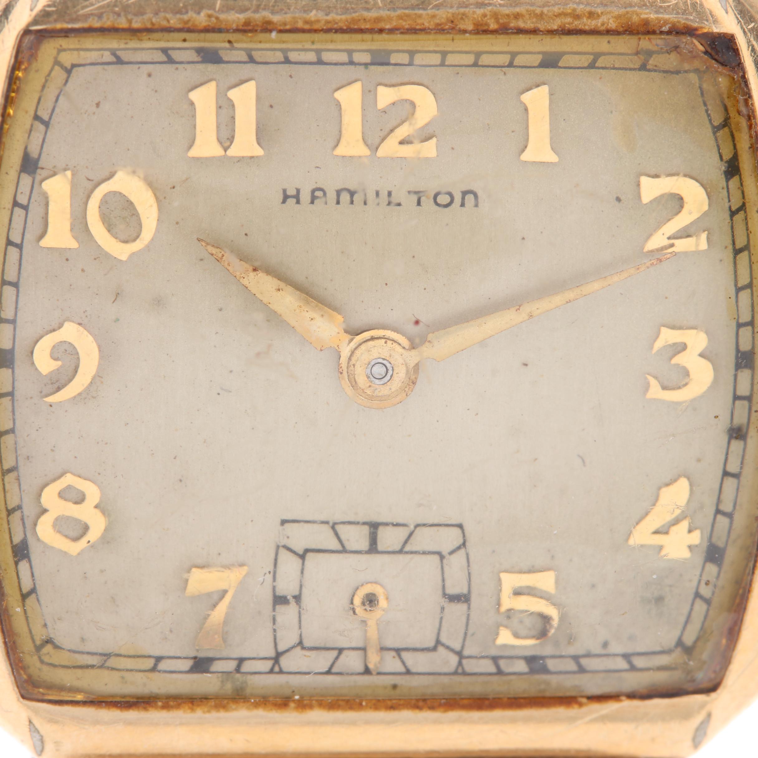 Hamilton 10K Gold-Filled Square Dial Watch with Nylon Strap